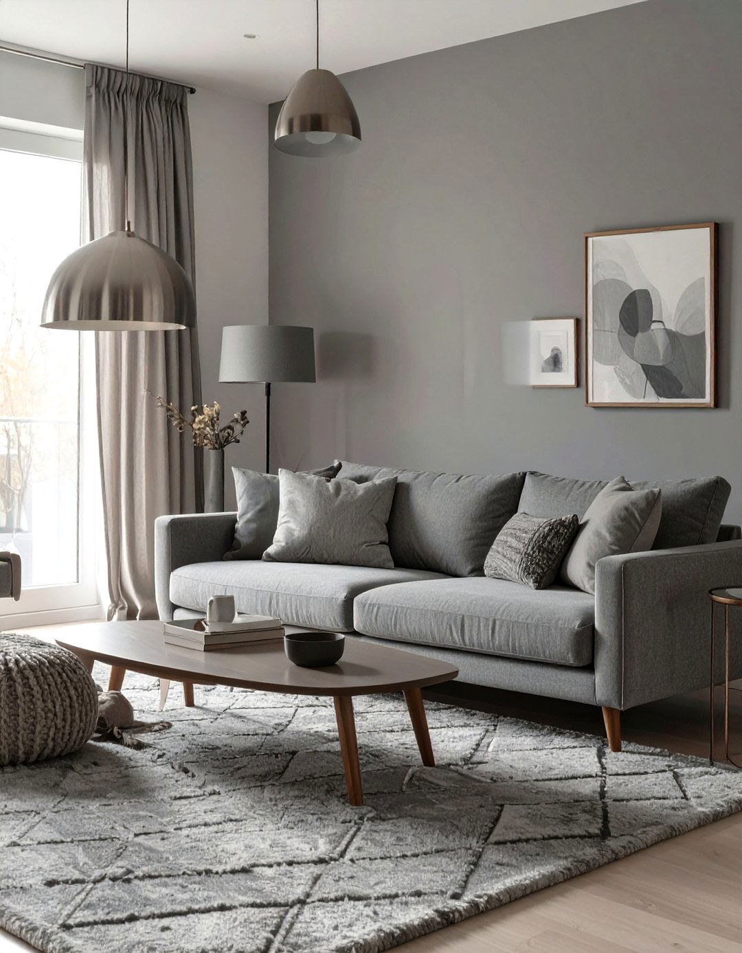 The Monochromatic Gray Living Room - 30 ai mid-century living room ideas