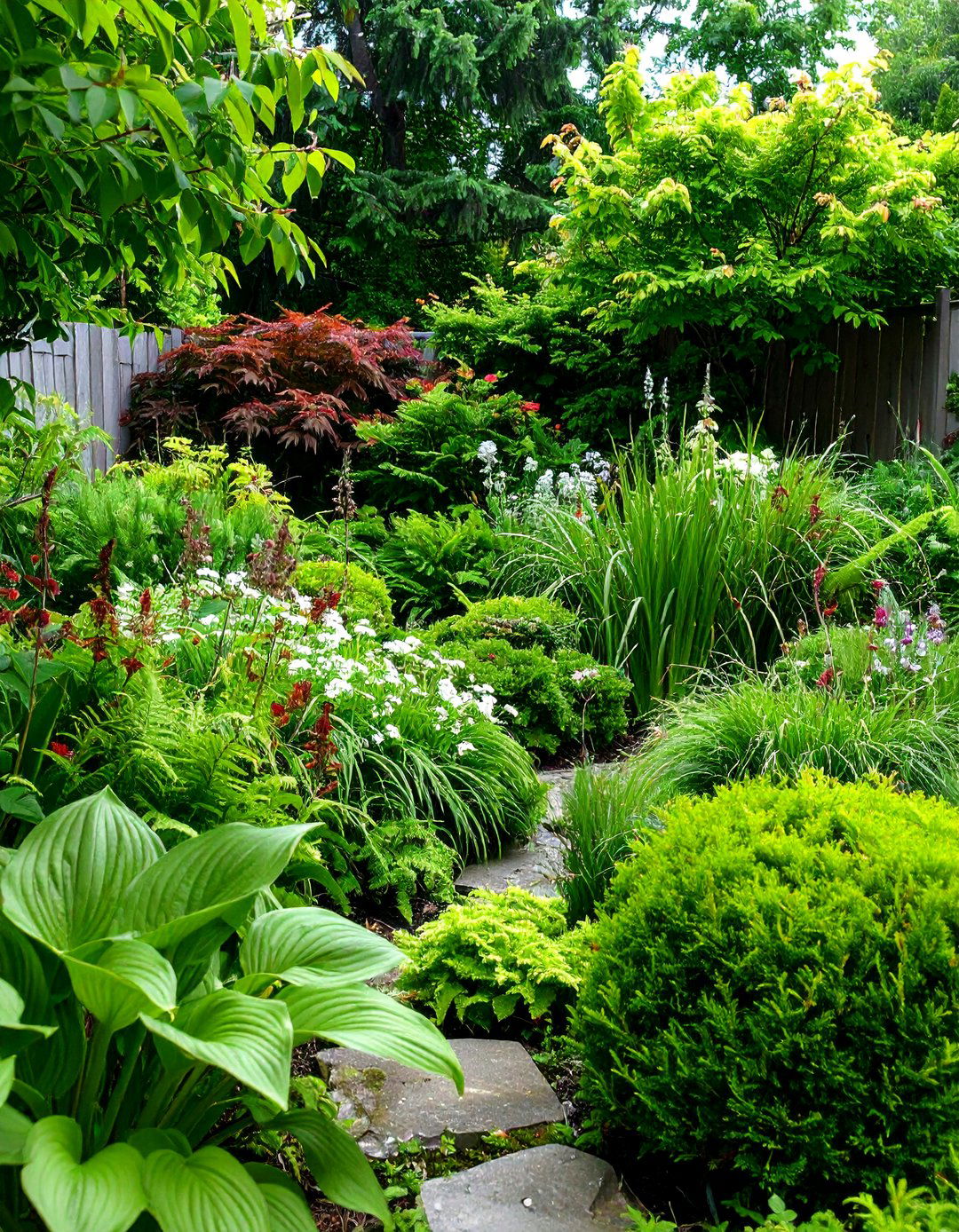 The Monochromatic Green Scheme - 30 landscape ideas for front of house low maintenance