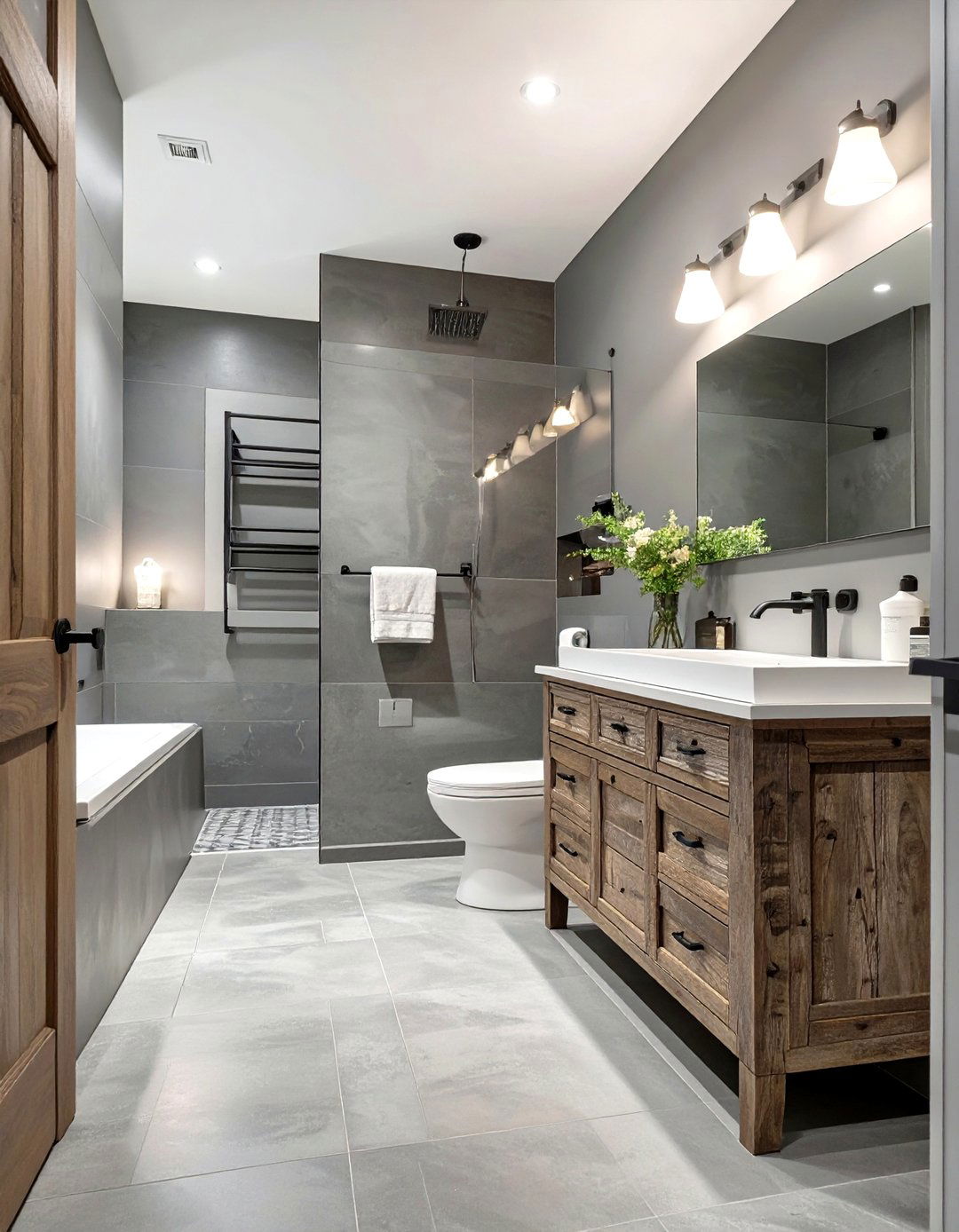 The Monochromatic Grey Master Bathroom - 30 luxury modern luxury master bathroom ideas