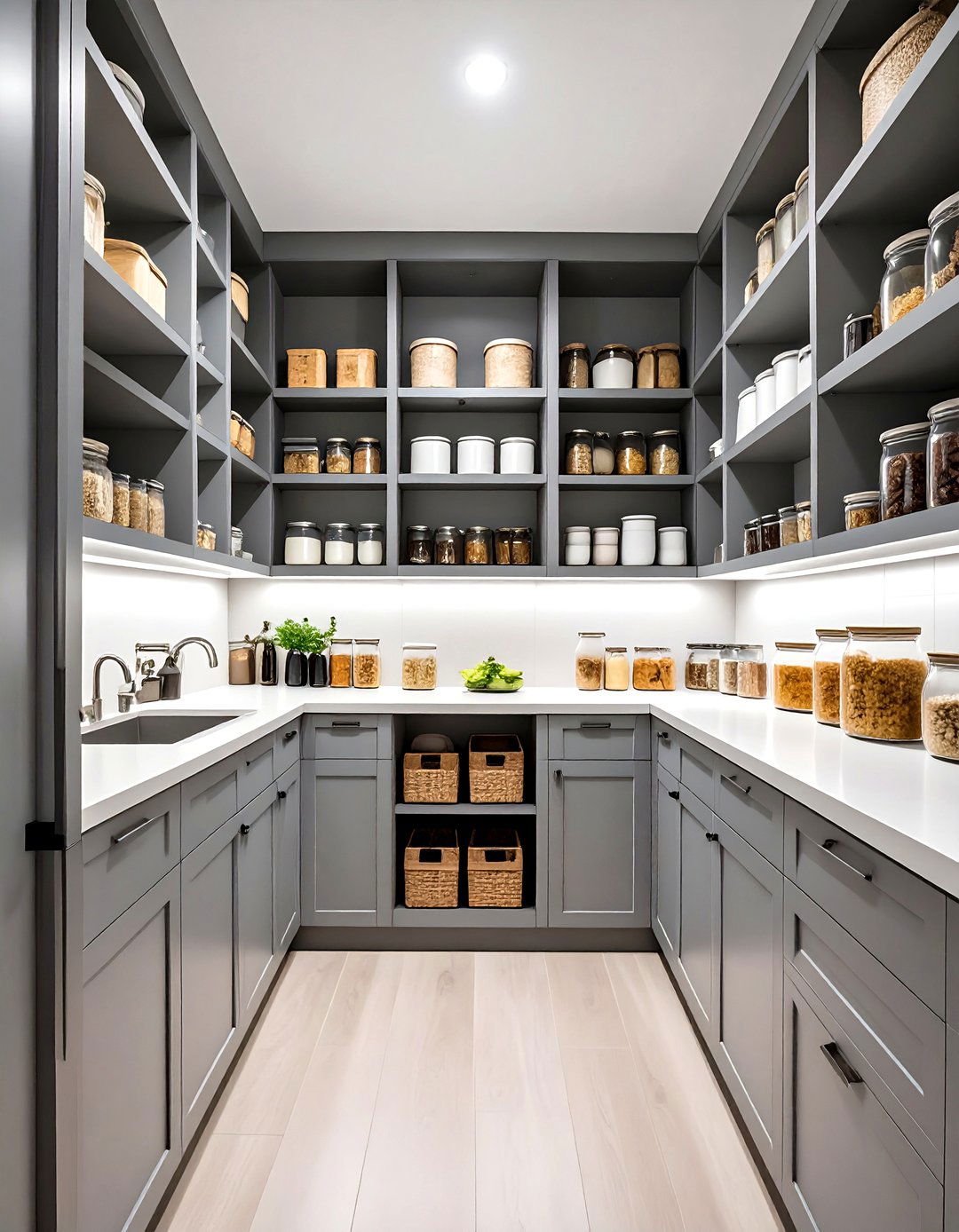 The Monochromatic Kitchen Pantry - 30 kitchen pantry organization ideas
