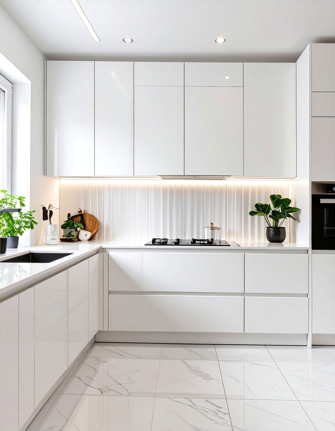 The Monochromatic Kitchen with Fluted Tile - 30 backsplash ideas for kitchen