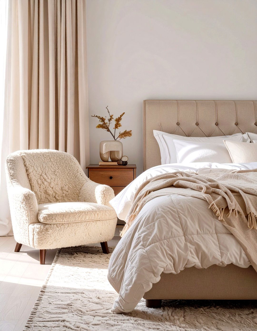 The Monochromatic Layered Cream Bedroom - 30 cream bedroom ideas