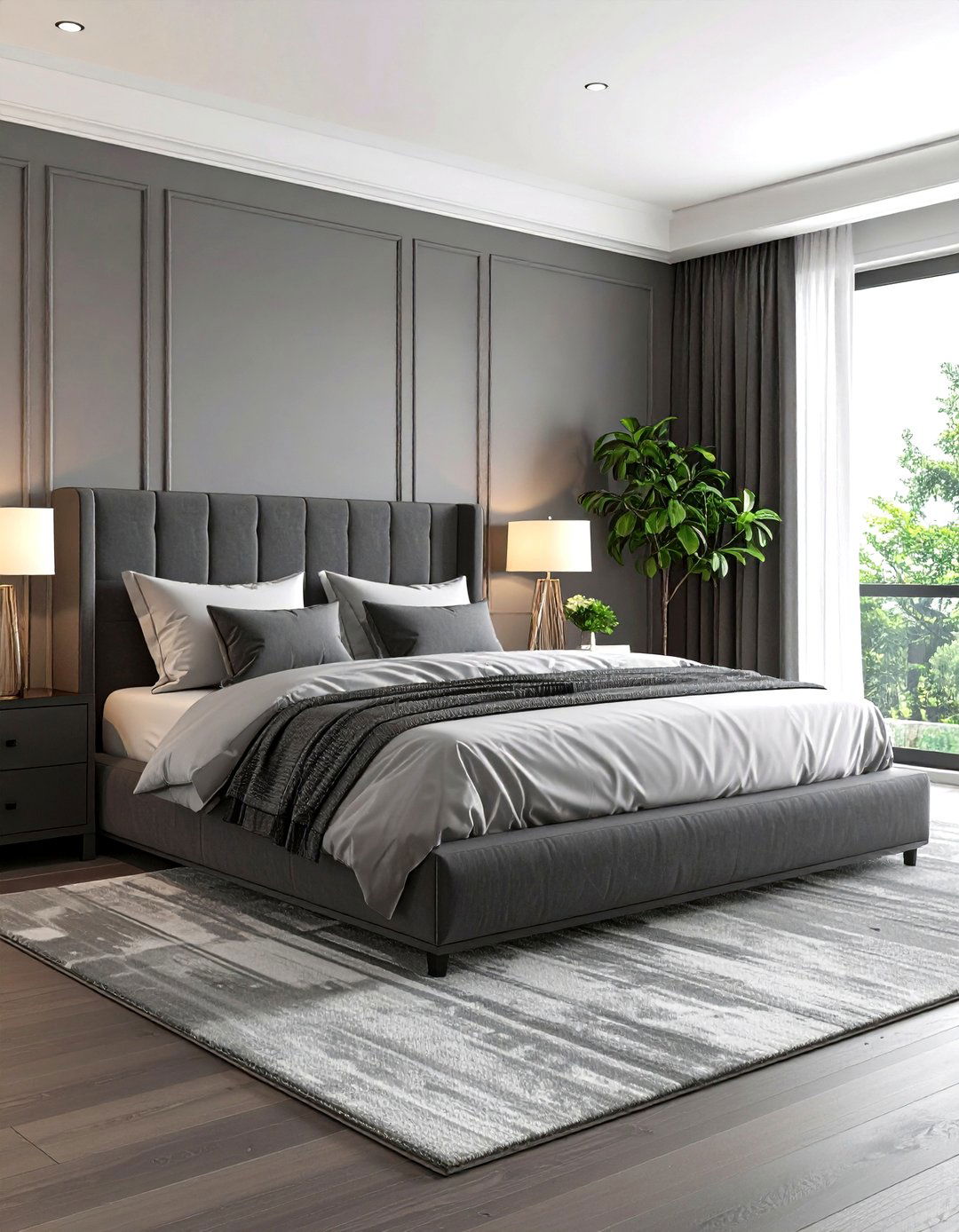 The Monochromatic Layered Grey Bedroom - 30 grey and white bedroom ideas