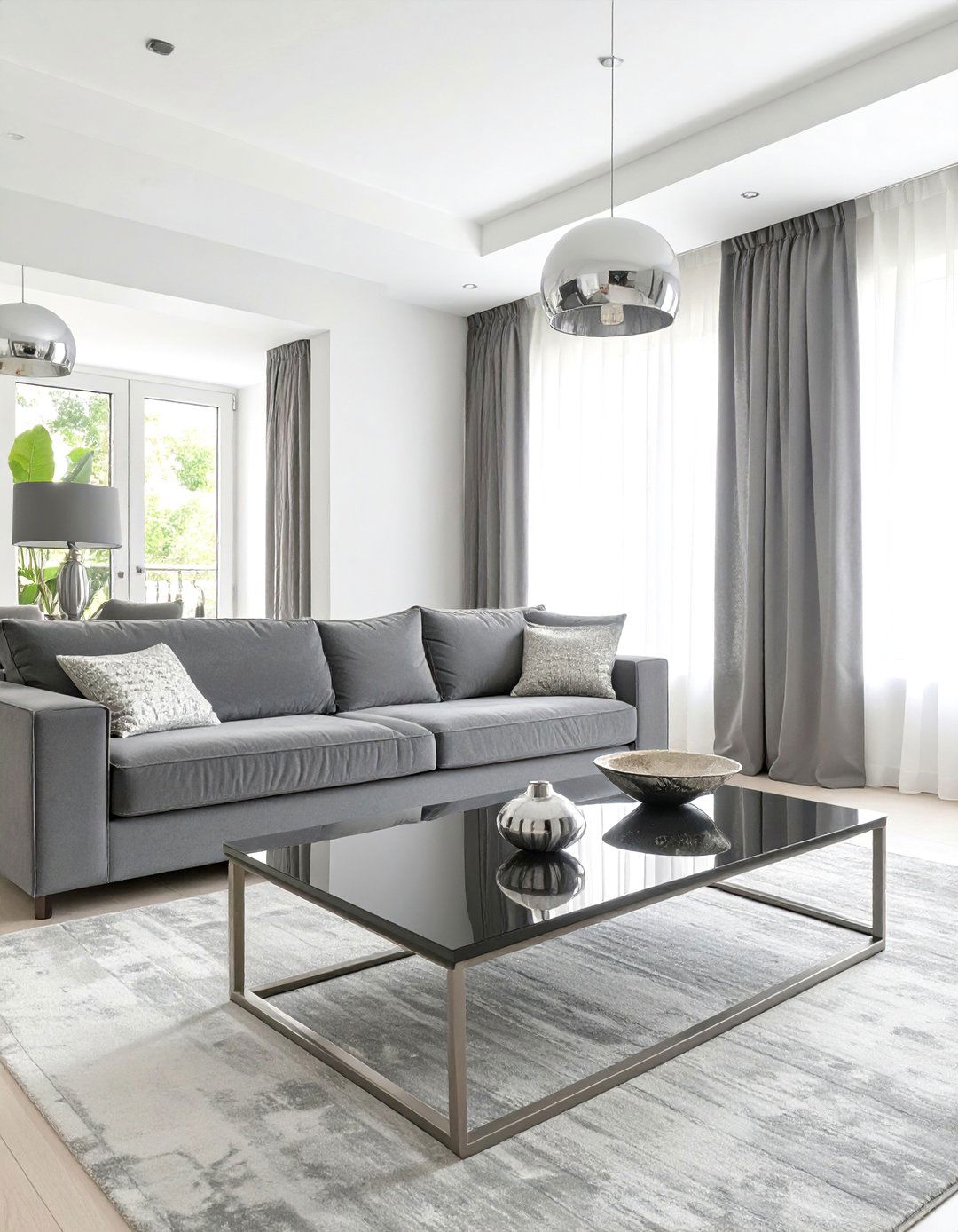 The Monochromatic Living Room - 30 dark grey couch living room ideas