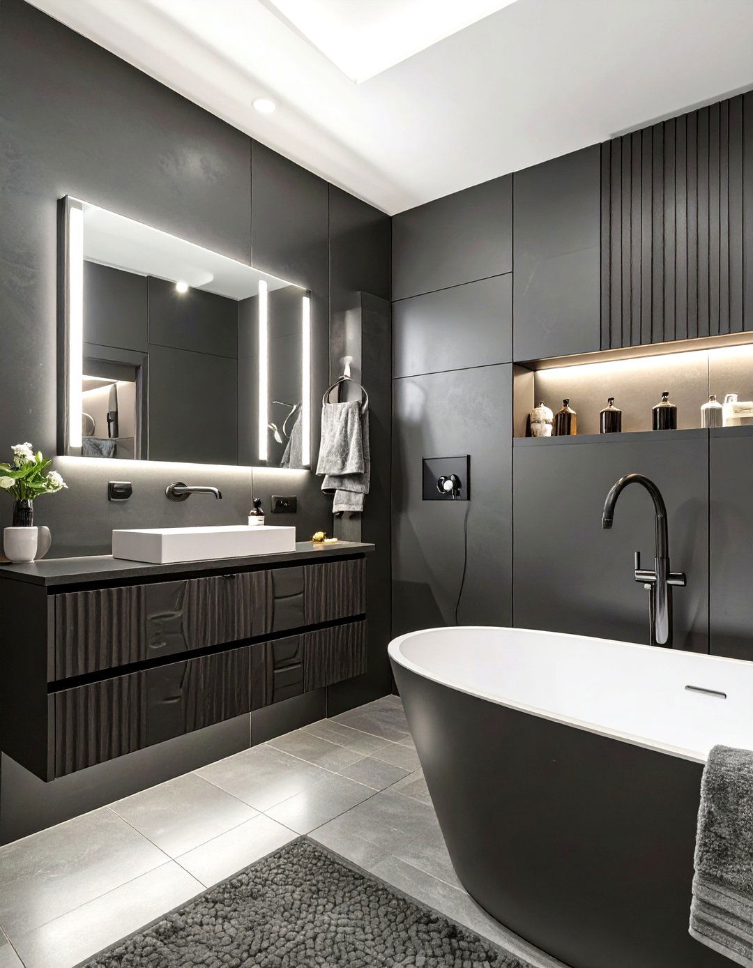 The Monochromatic Matte Black Bathroom - 30 dark bathroom ideas