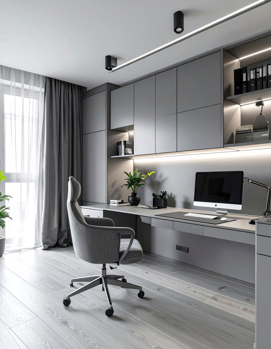The Monochromatic Minimalist Home Office - 30 home office furniture ideas