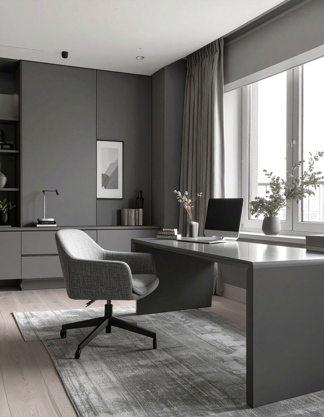 The Monochromatic Minimalist Office - 30 office set up ideas