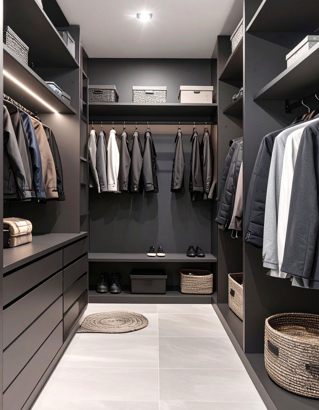 The Monochromatic Modern Closet - 30 coat closet organization ideas