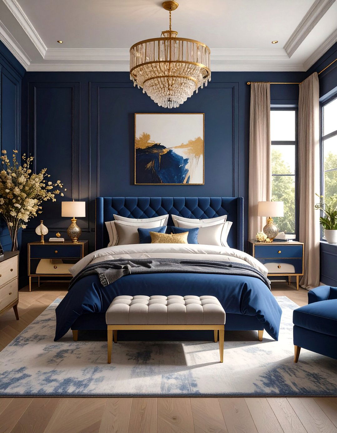 The Monochromatic Navy Bedroom - 30 navy bedroom ideas