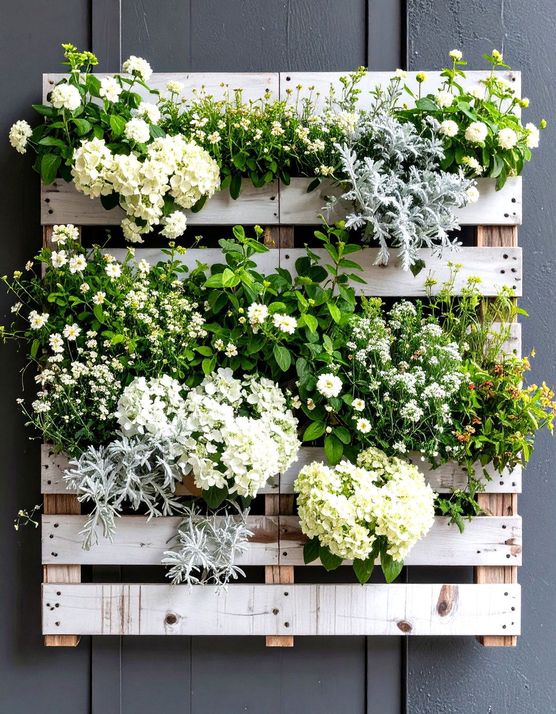 The Monochromatic Pallet Flower Garden - 30 homemade pallet garden designs