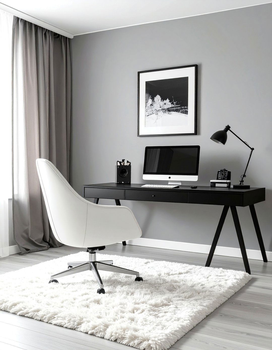 The Monochromatic Power Home Office - 30 home office decor ideas for her