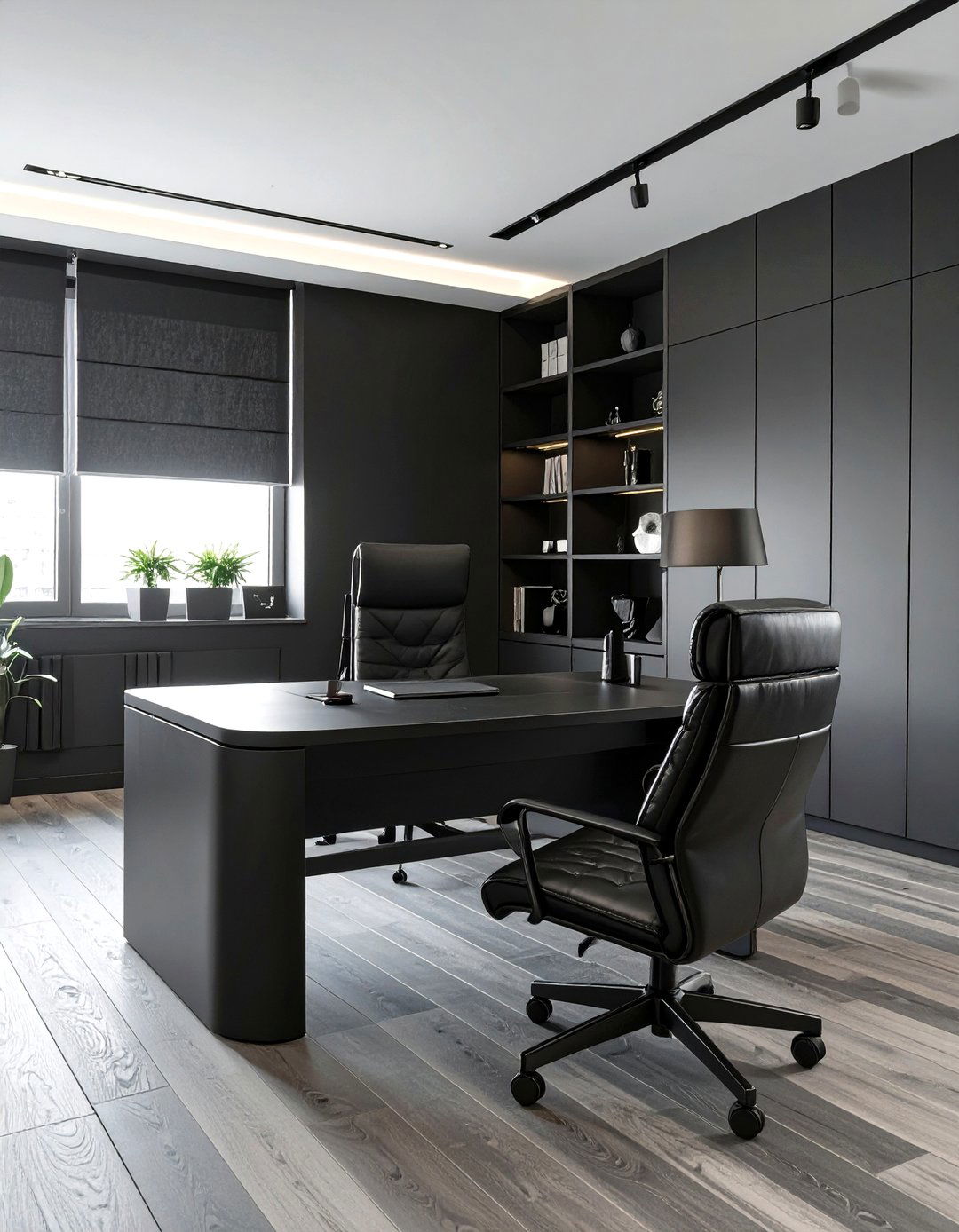 The Monochromatic Power Office - 30 office decorating ideas for work