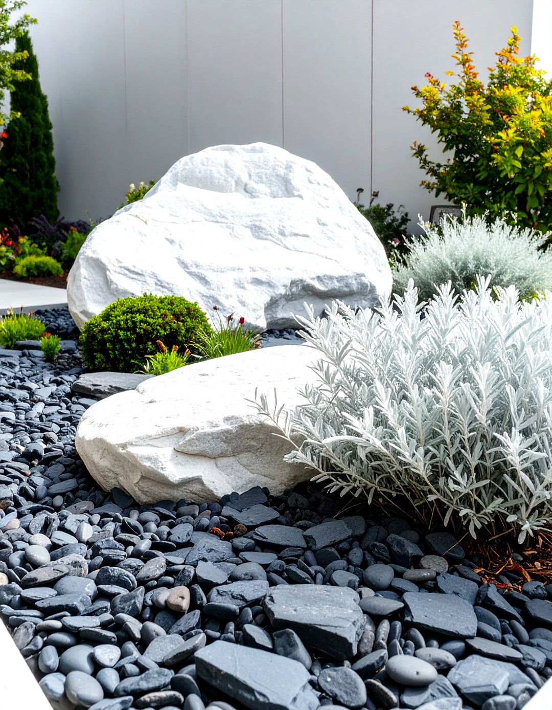 The Monochromatic Slate Chip Garden - 30 modern rock garden ideas
