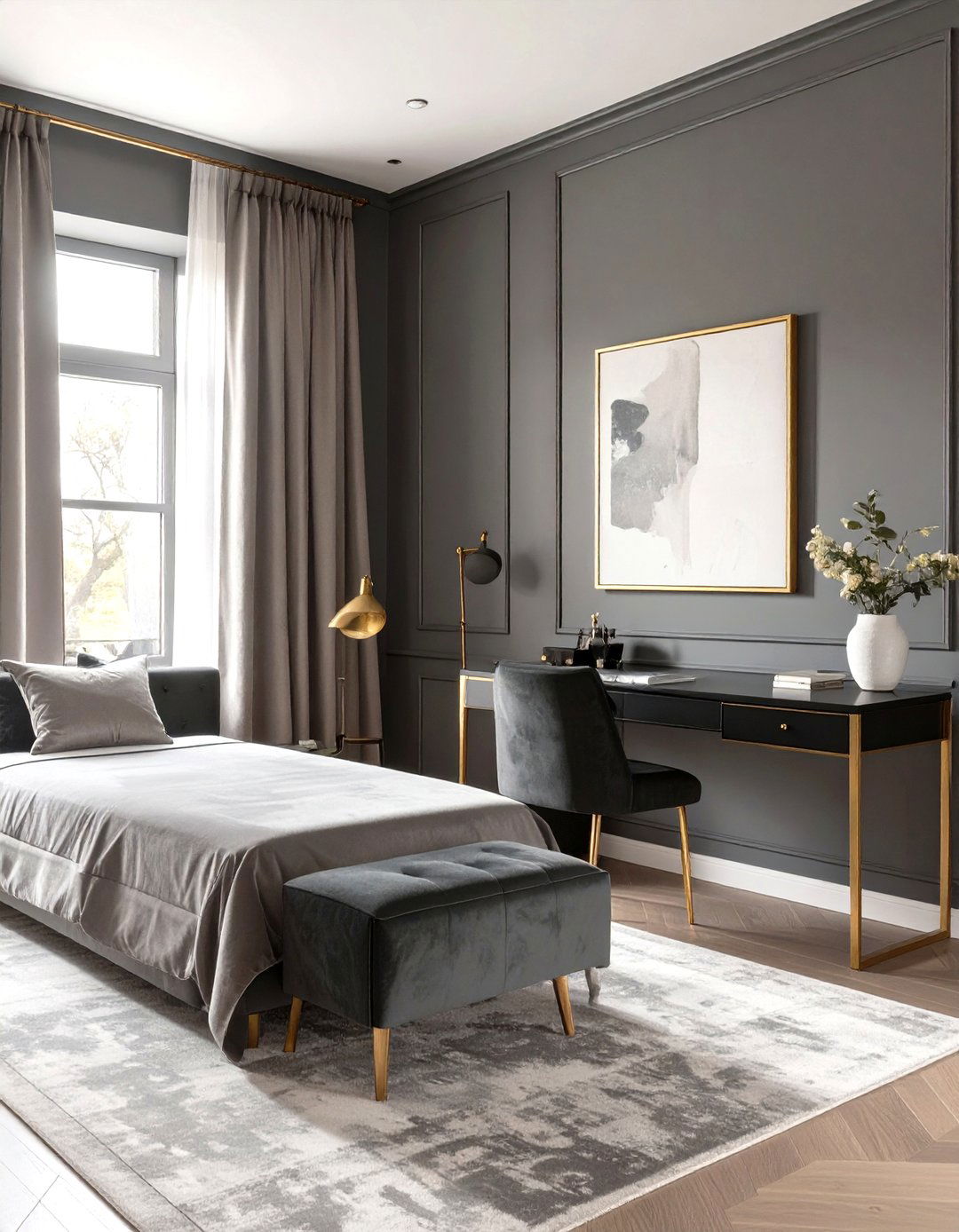 The Monochromatic and Moody Office - 30 home office guest room ideas
