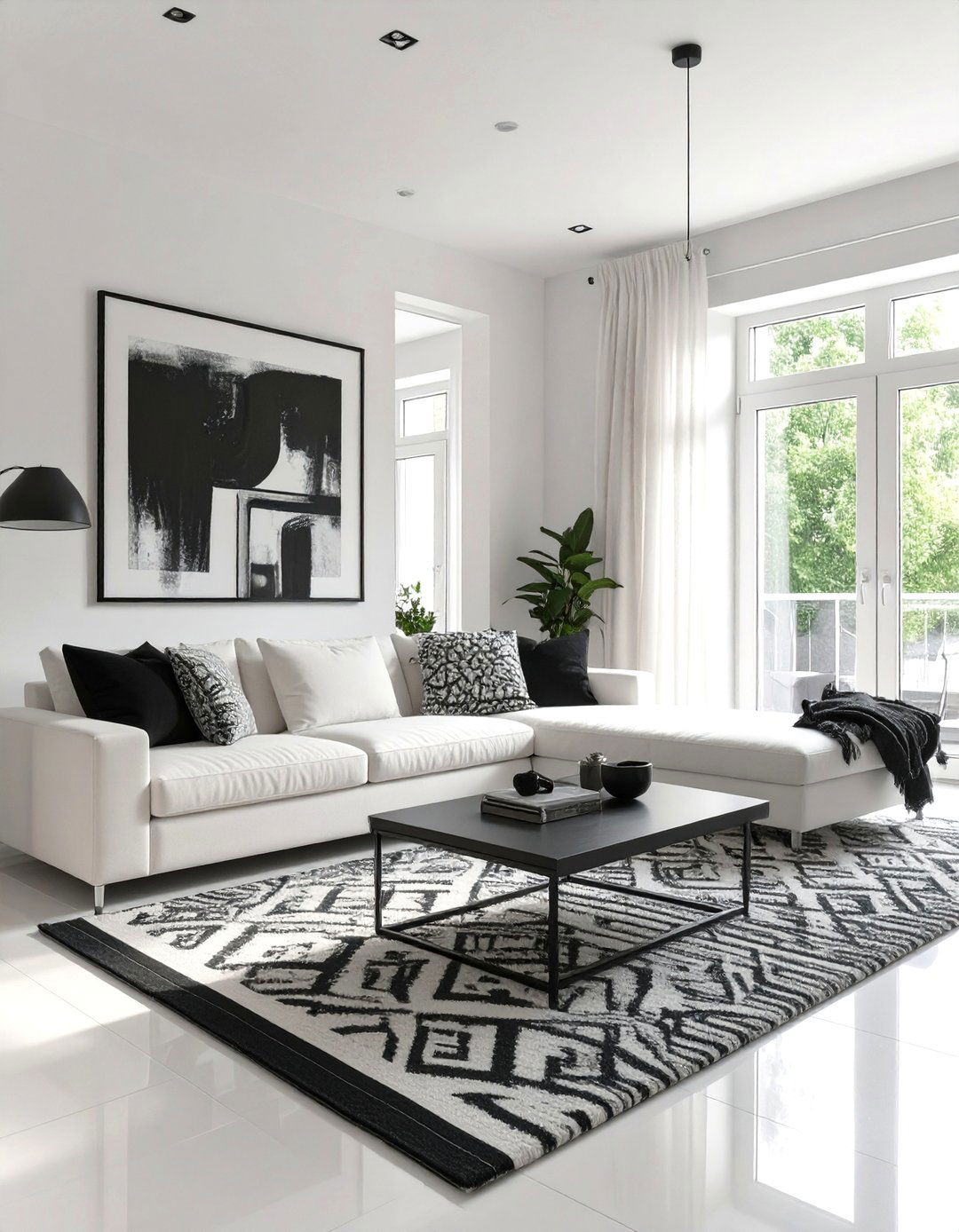 The Monochrome Contrast Living Room - 30 interior design for living room ideas
