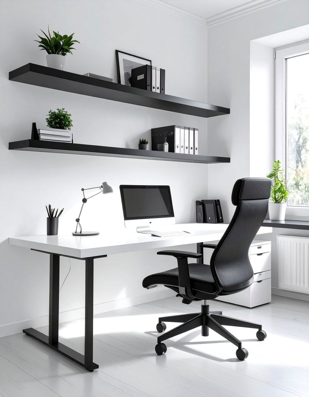 The Monochrome Focus Office - 30 creative small office interior design ideas