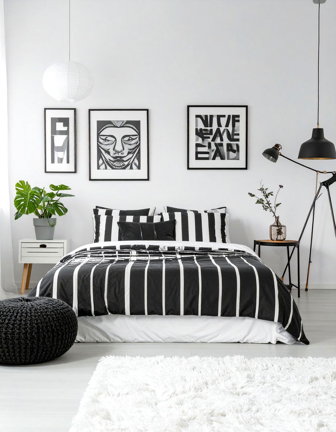 The Monochrome Graphic Dorm - 30 dorm room ideas for guys
