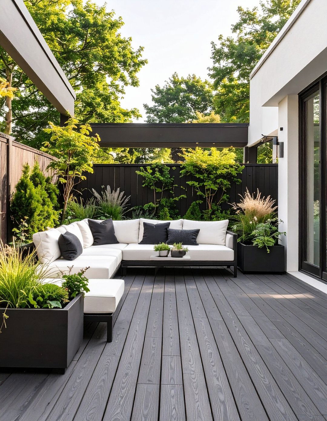 The Monochrome Modern Deck - 30 modern small backyard ideas