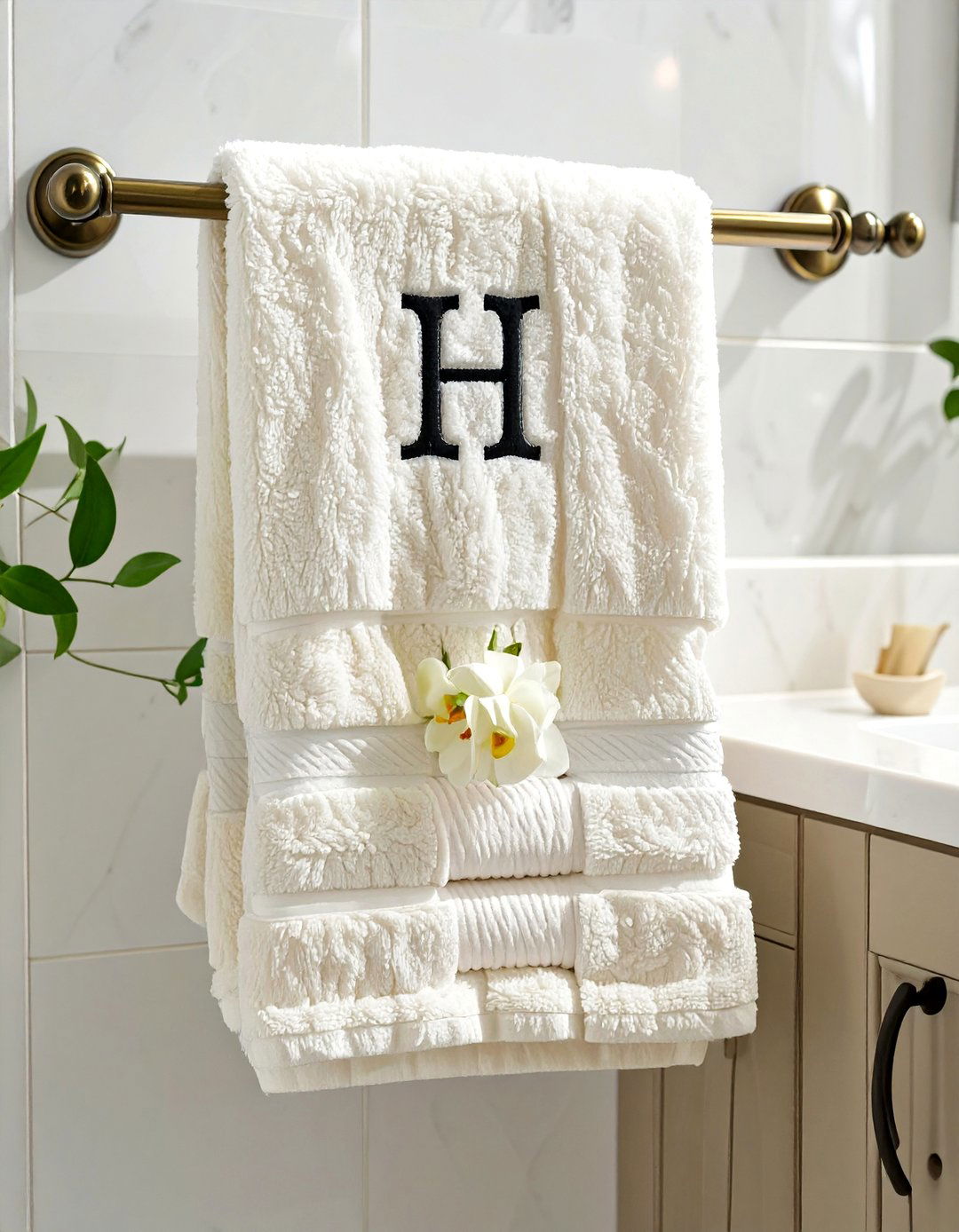 The Monogrammed Towel Set - 30 bathroom towel ideas