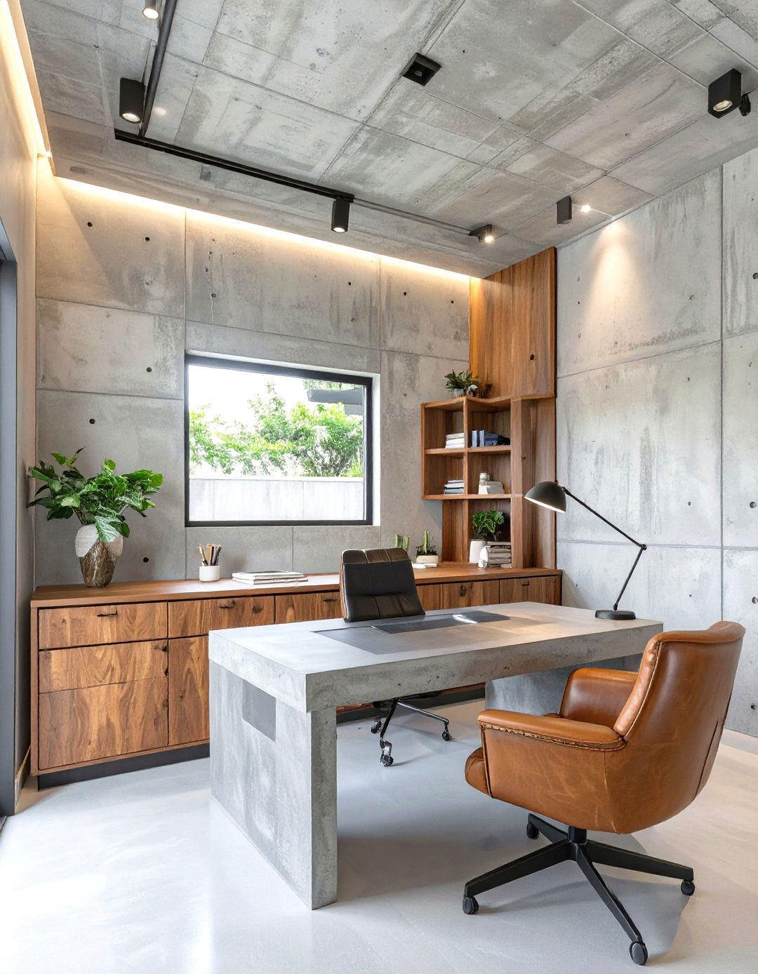 The Monolithic Concrete Home Office - 30 luxury modern home office ideas