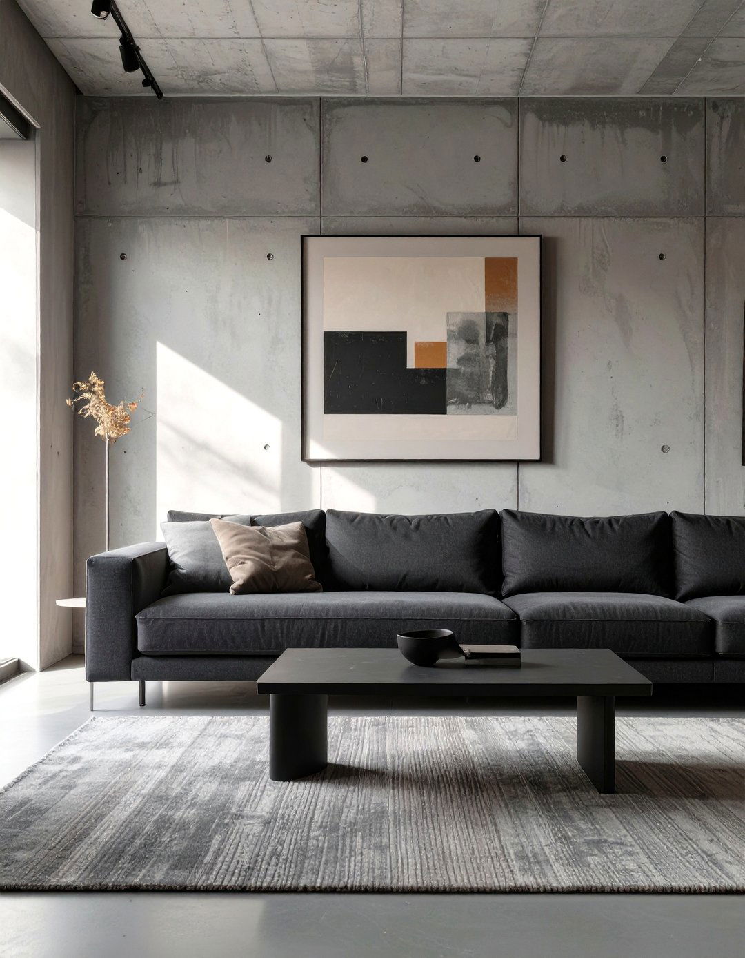 The Monolithic Concrete Living Room - 30 brutalism interior design ideas
