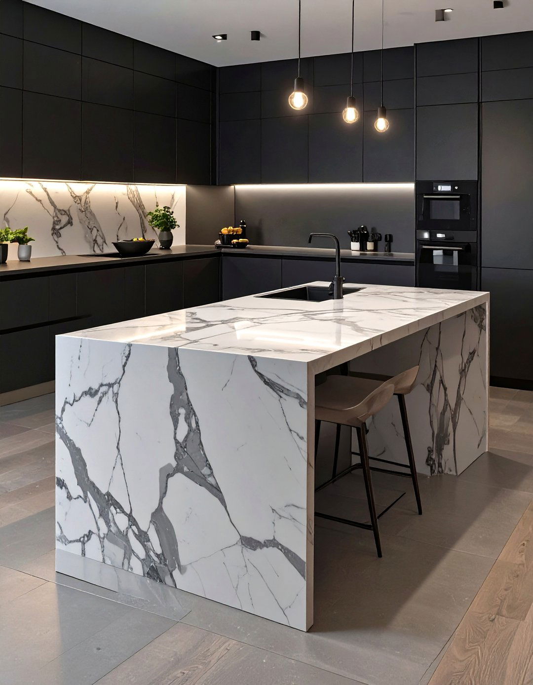 The Monolithic Marble Kitchen Island - 30 contemporary luxury modern kitchen designs