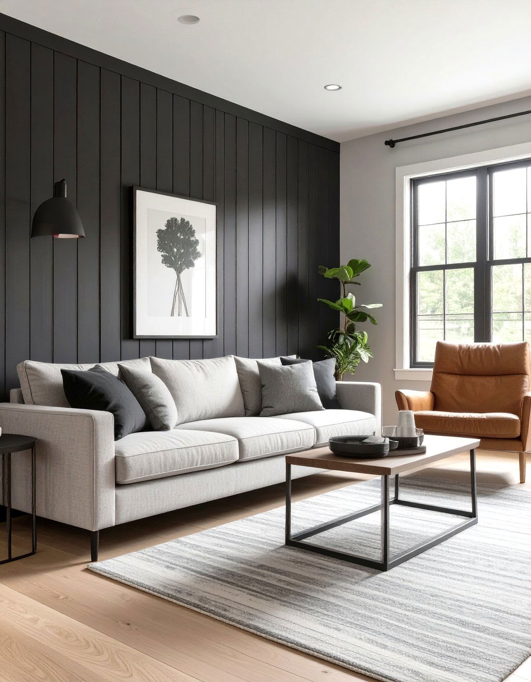 The Moody Black Accent Wall - 30 modern farm house design ideas