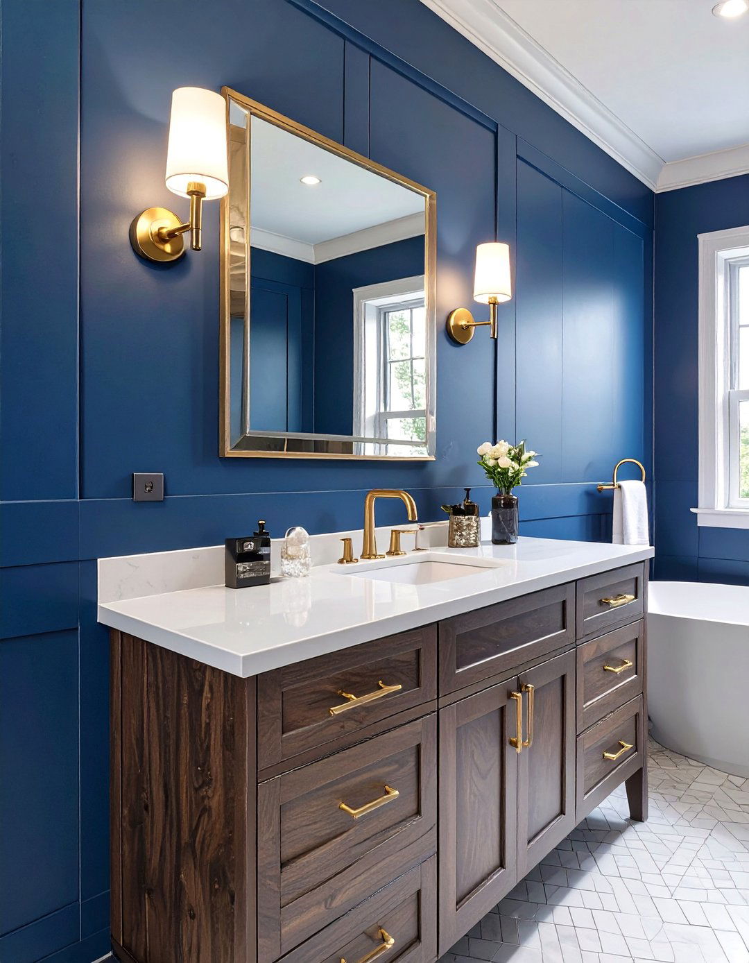 The Moody Blue Bathroom - 30 dark bathroom ideas
