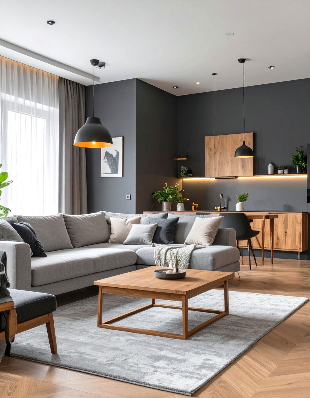 The Moody Charcoal Grey Living Room - 30 cosy grey living room ideas