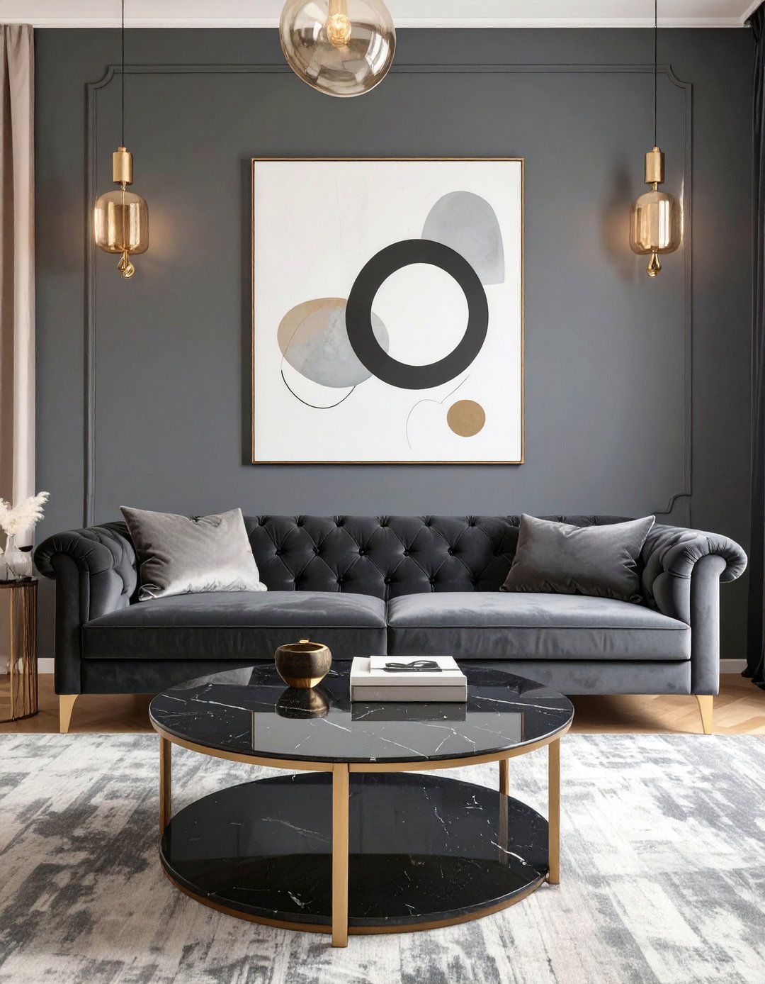 The Moody Charcoal Living Room - 30 dark interior design ideas