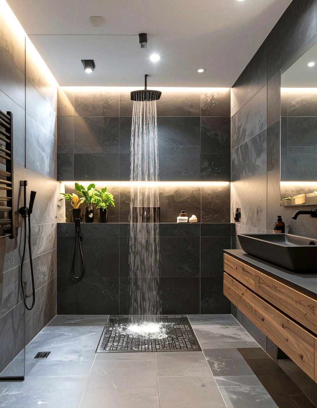 The Moody Dark Tiled Shower - 30 bathroom shower designs