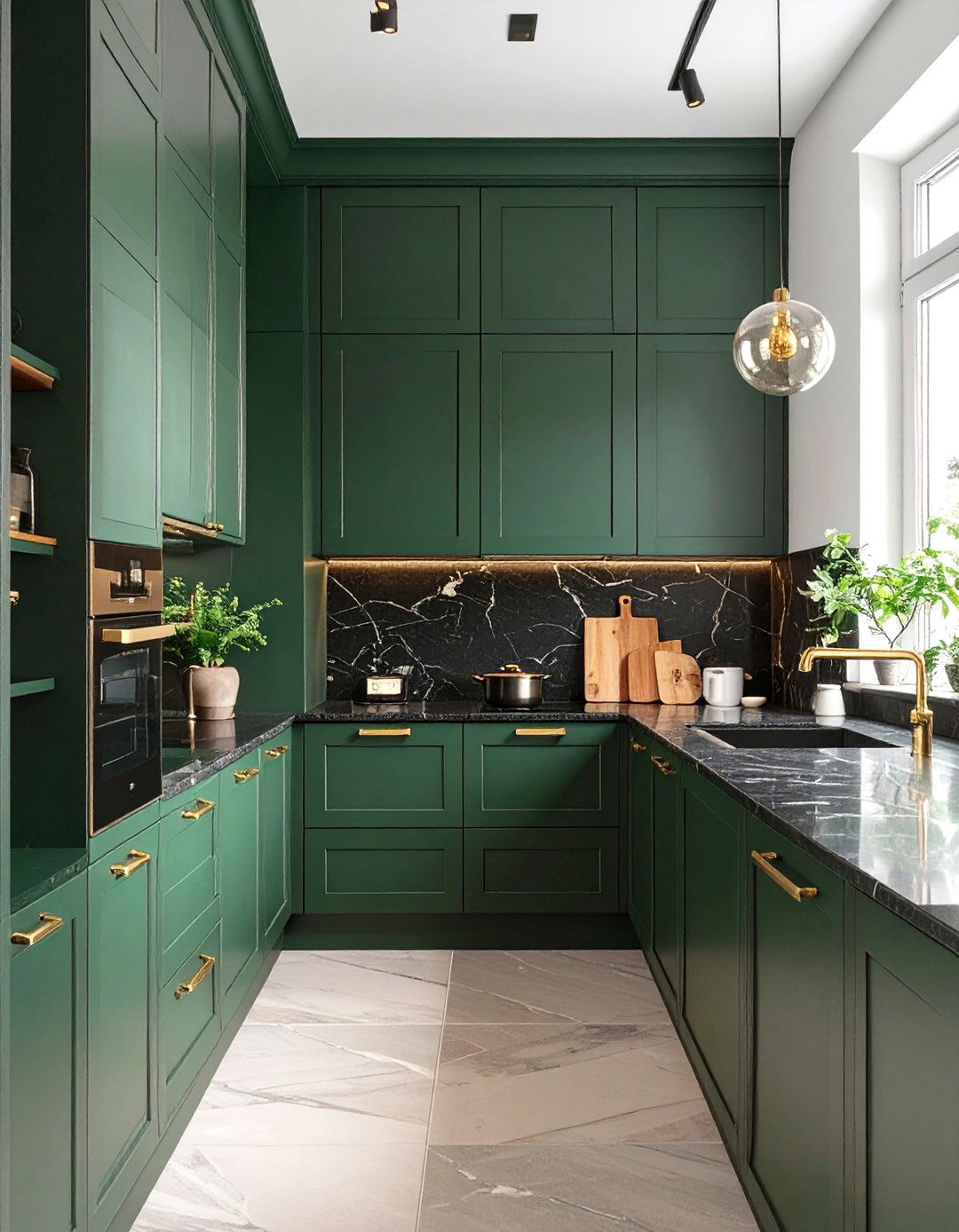 The Moody Green Kitchen - 30 dark academia interior design ideas