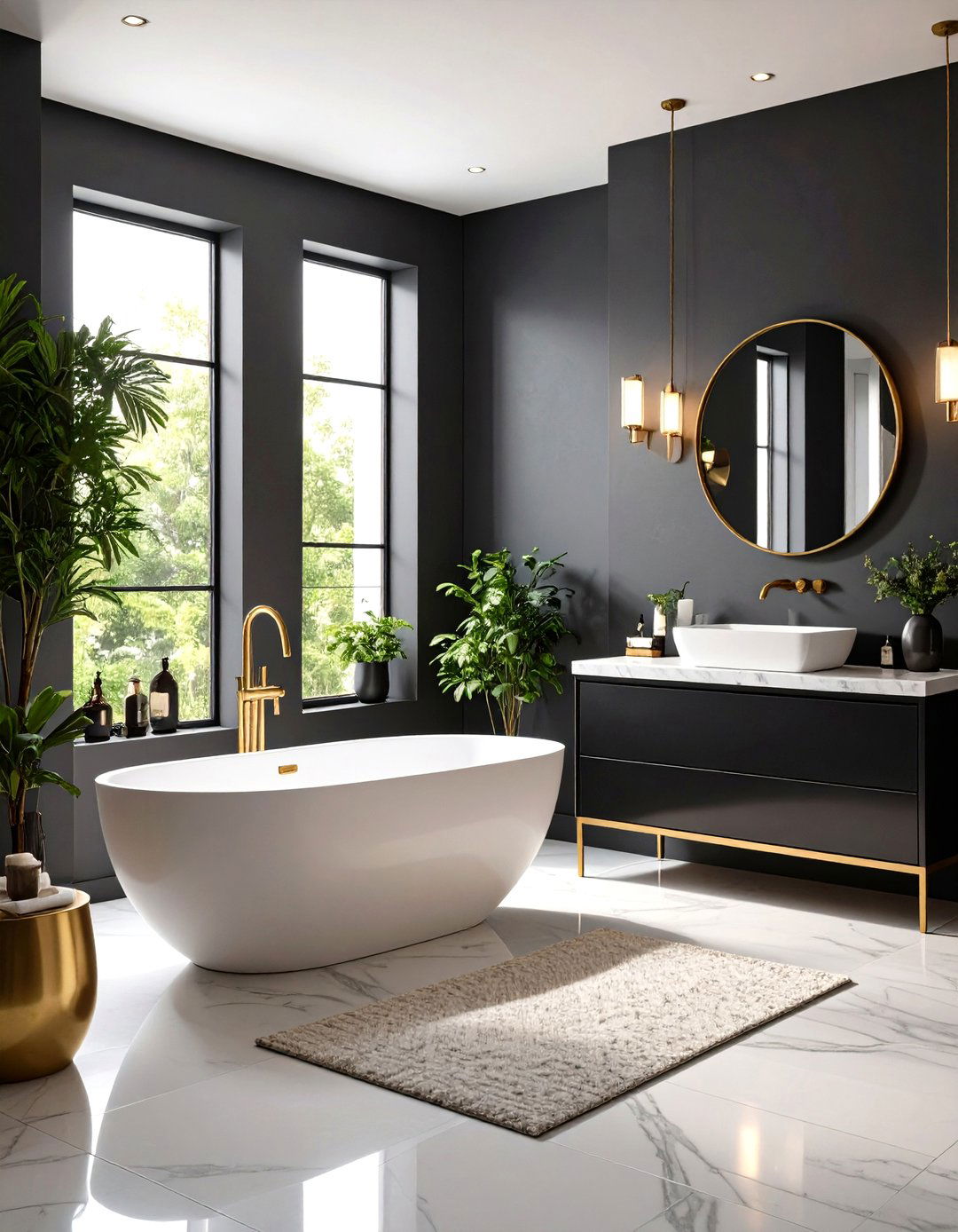 The Moody Monochromatic Bathroom - 30 elegant bathroom ideas