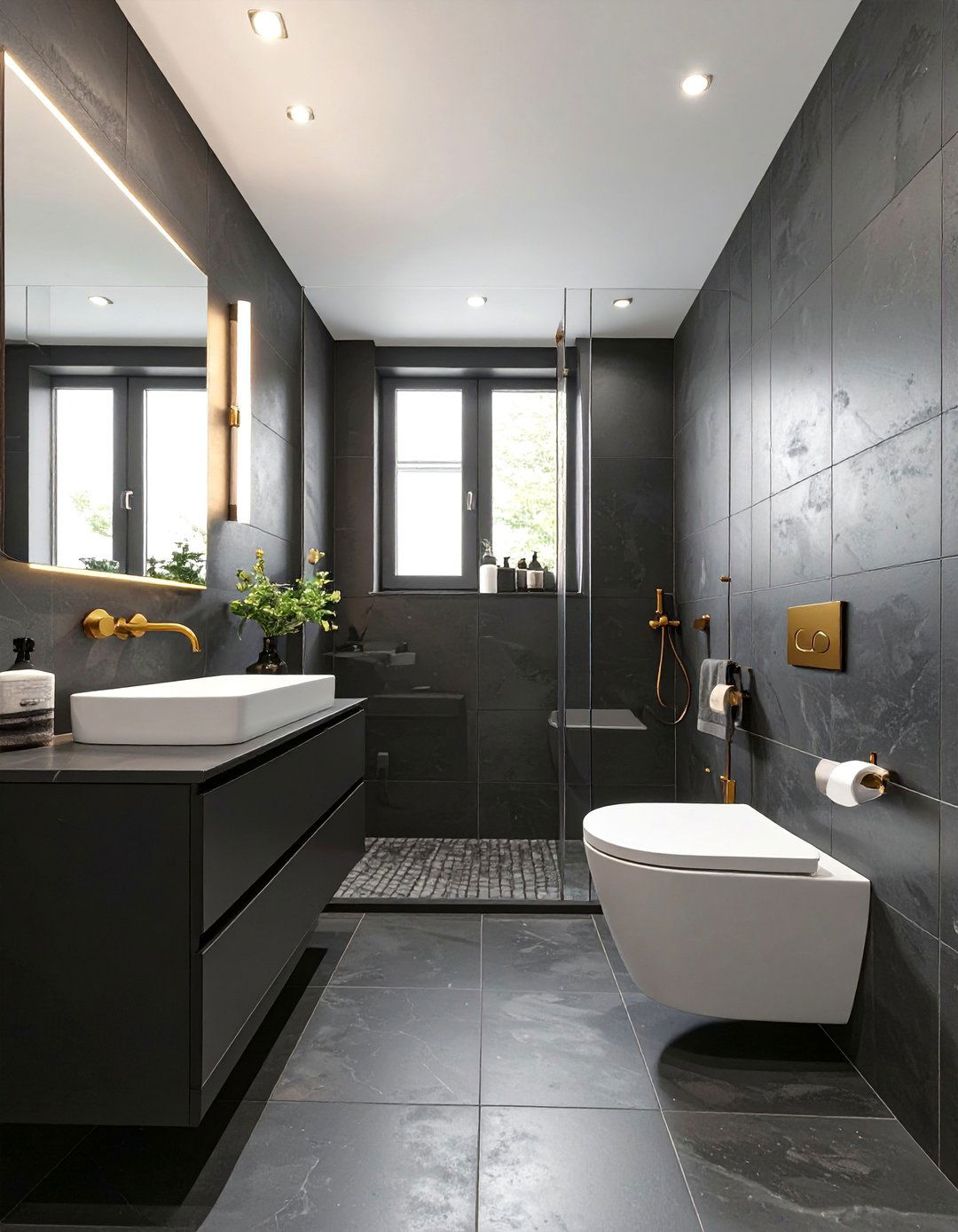 The Moody Monochromatic Bathroom - 30 bathroom reno ideas