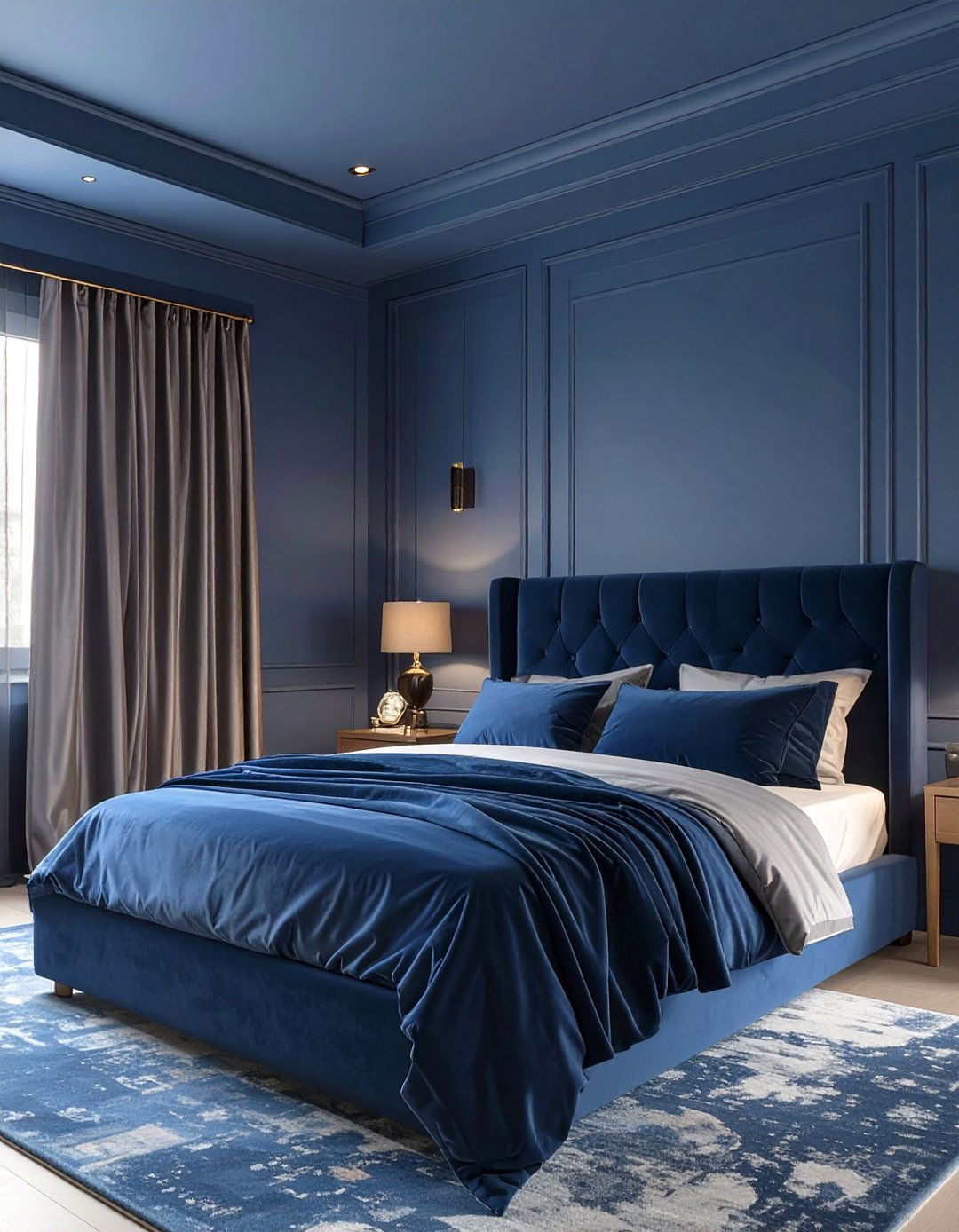 The Moody Monochromatic Blue Bedroom - 30 dark blue bedroom ideas
