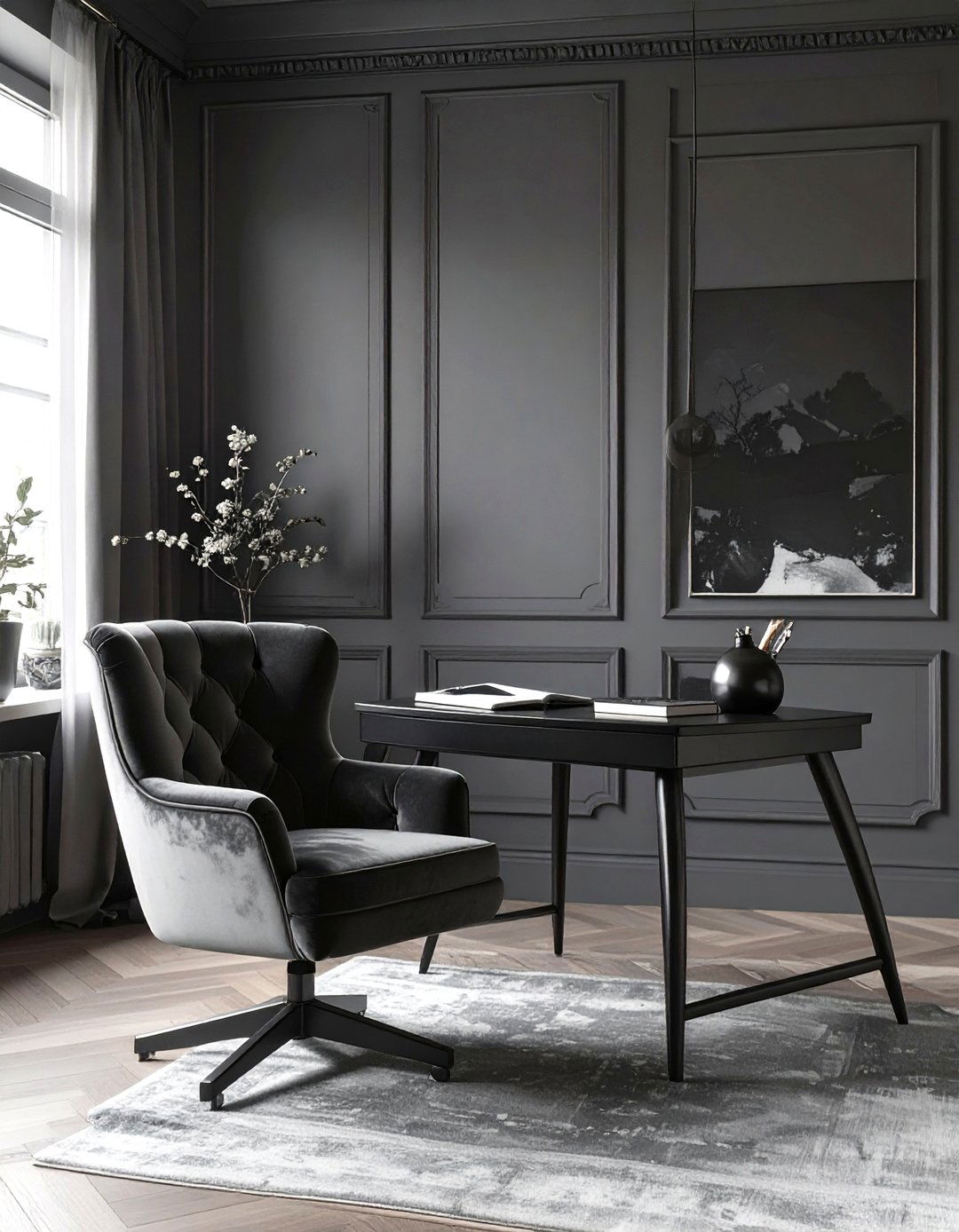 The Moody Monochromatic Study - 30 gothic interior design ideas