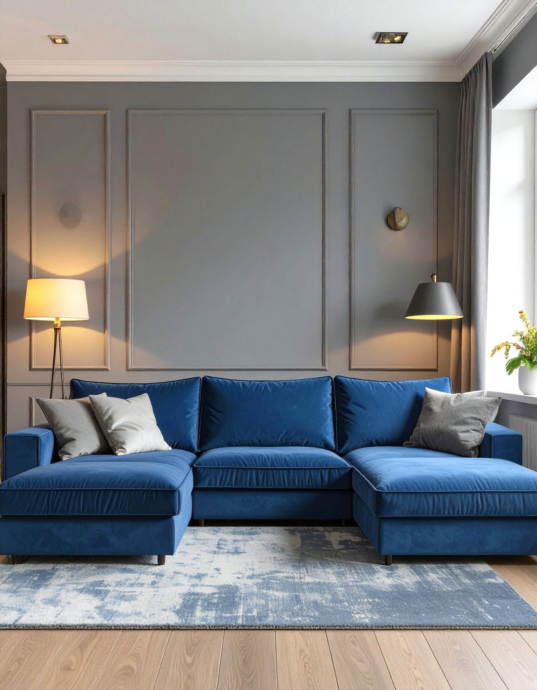 The Moody Stormy Grey and Deep Blue Living Room - 30 blue and grey living room ideas