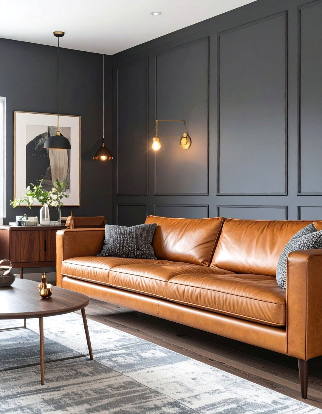 The Moody and Masculine Living Room - 30 mid century living room ideas