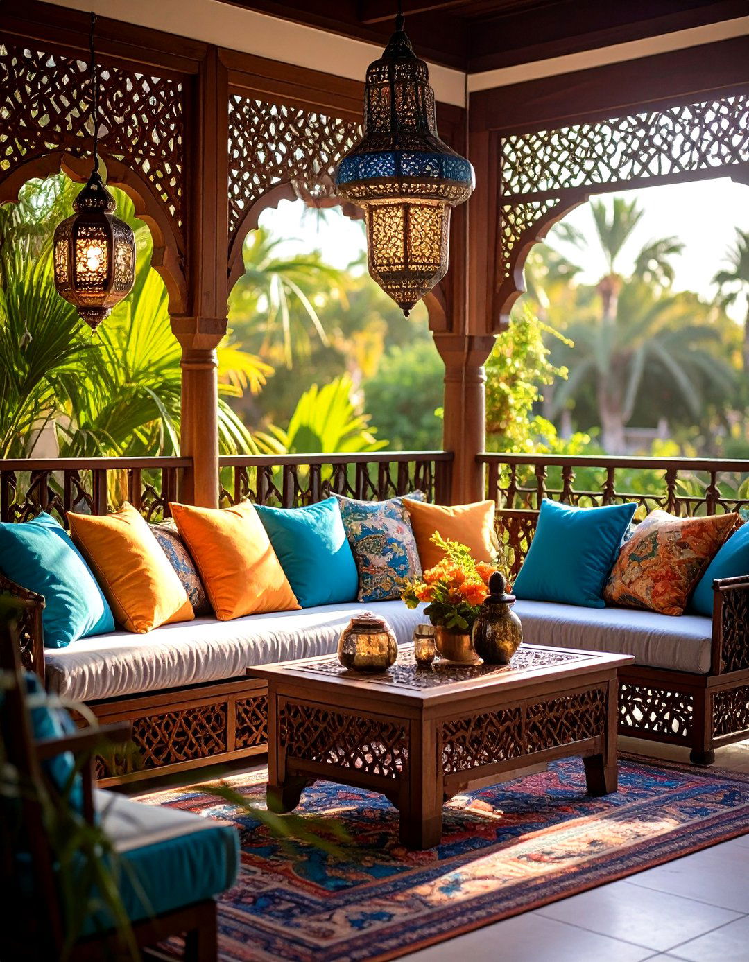 The Moroccan Inspired Carved Wood Panels - 30 deck privacy ideas