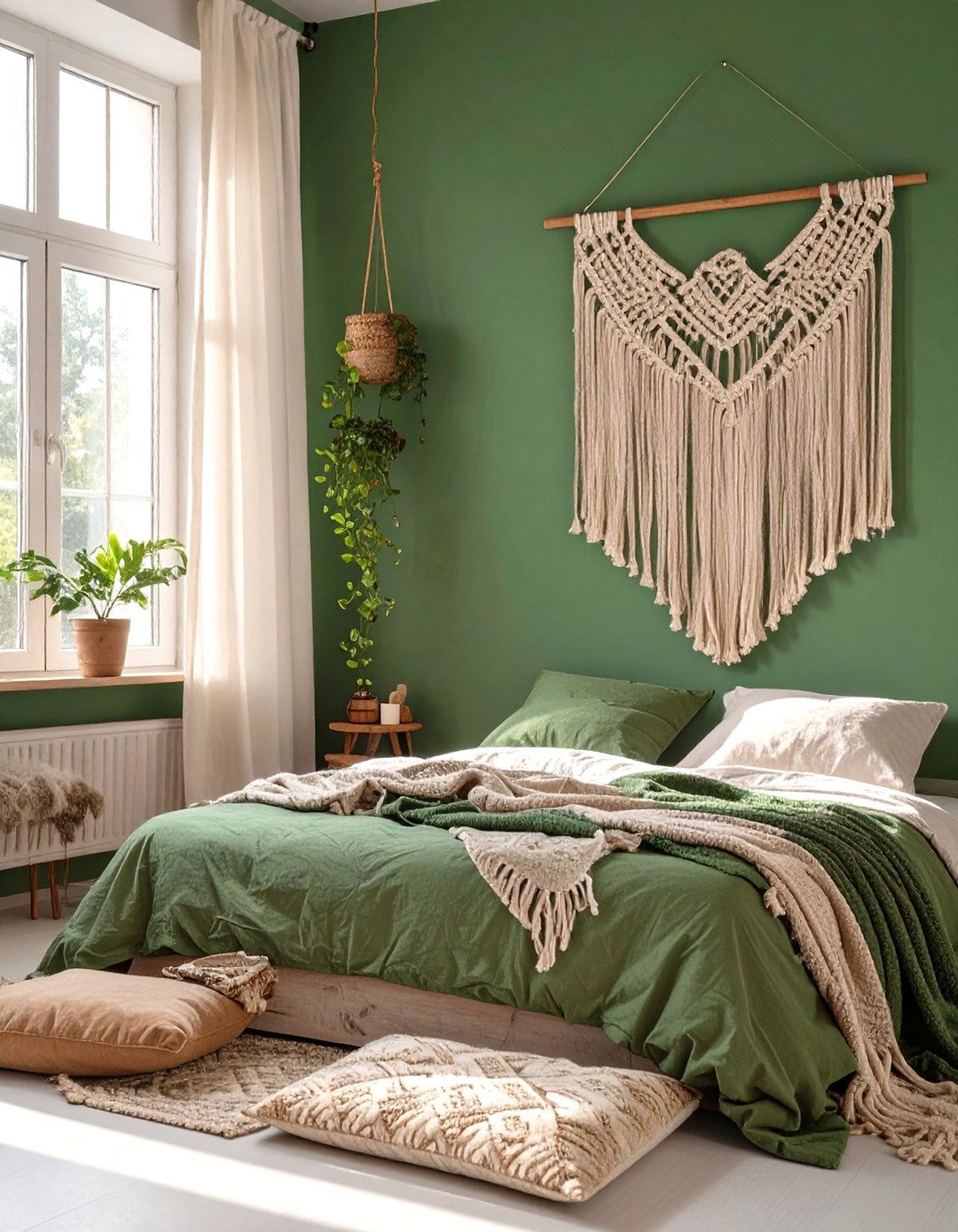 The Moss Green Bohemian Bedroom - 30 green interior design ideas