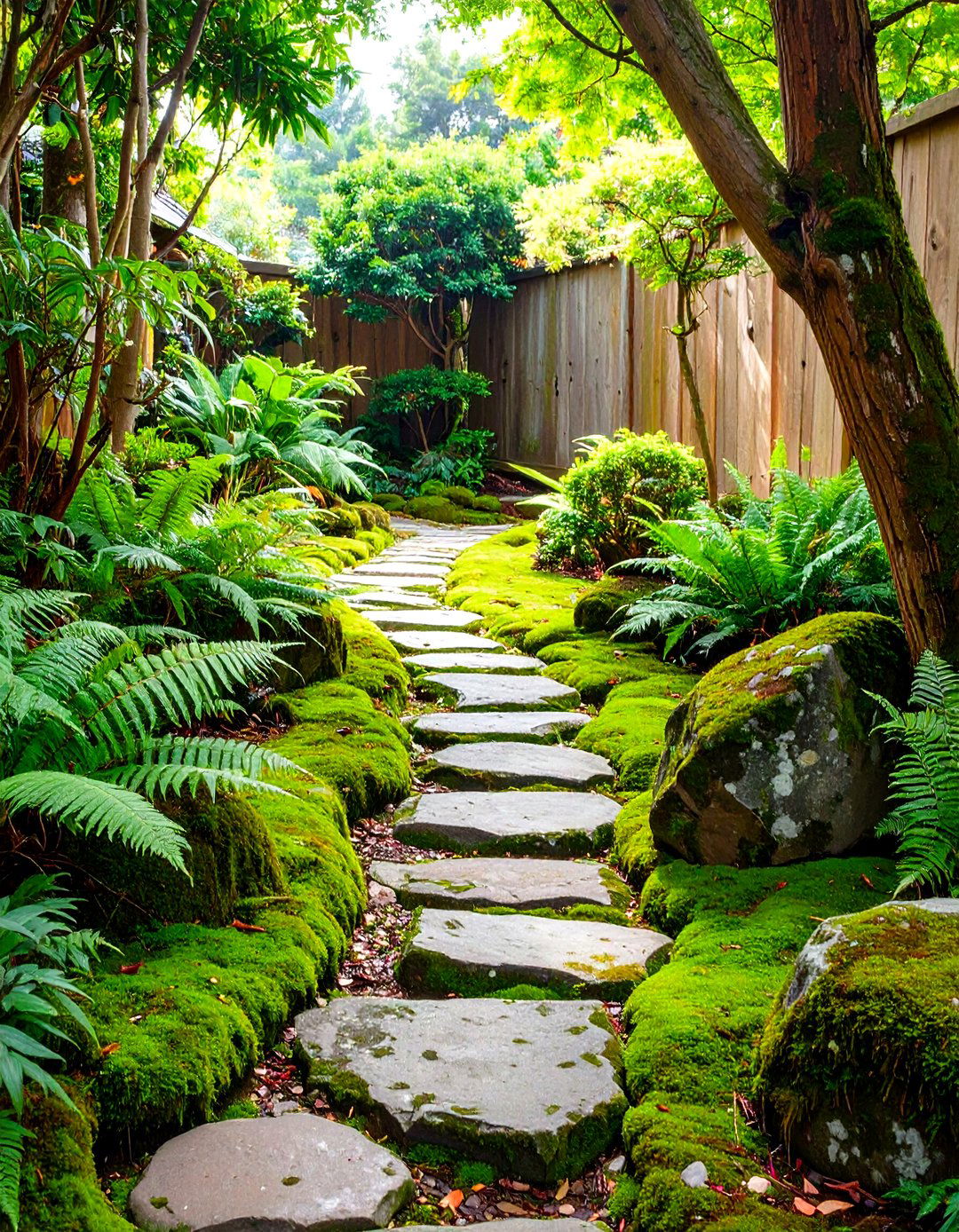 The Moss and Stone Garden Path - 30 low maintenance japanese garden design ideas