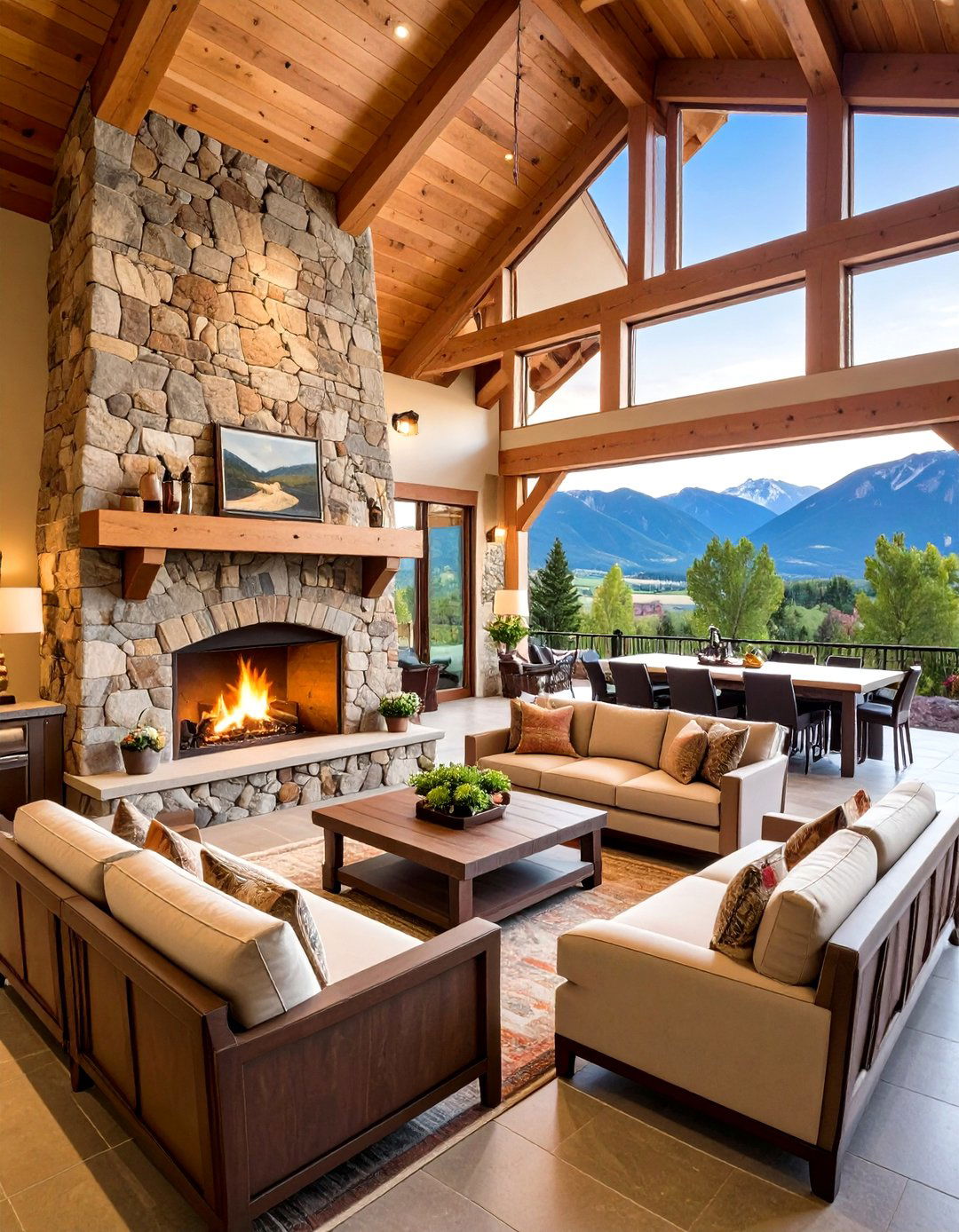 The Mountain Lodge Great Room Kitchen - 30 backyard covered outdoor kitchen ideas