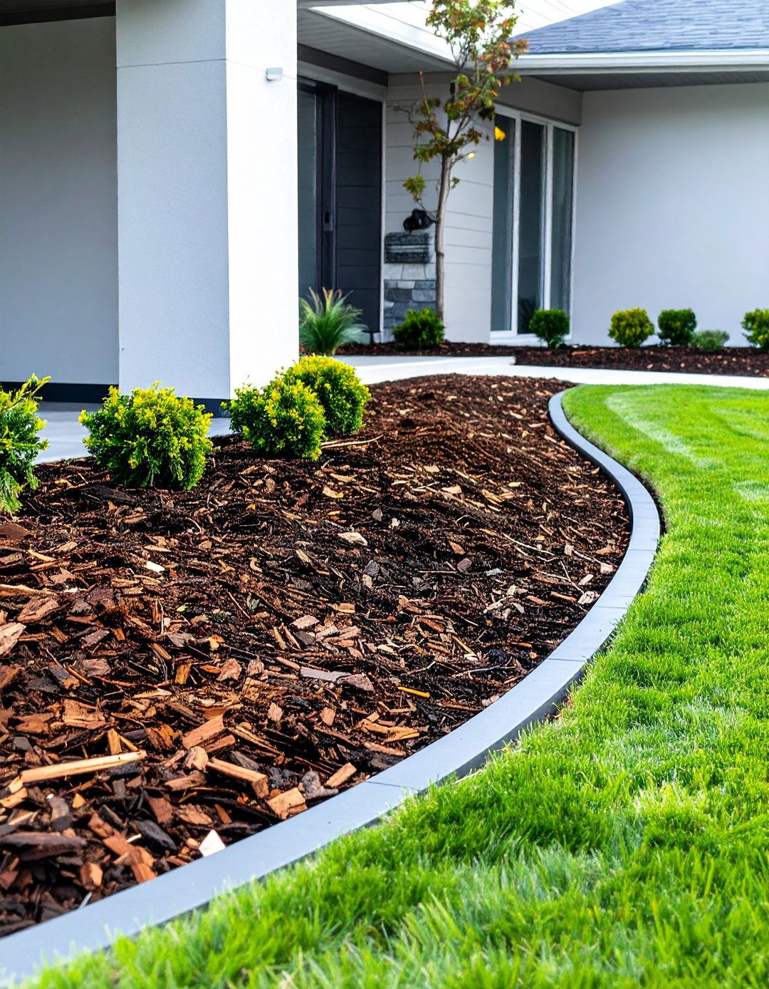 The Mulch Only Garden Bed - 30 budget cheap simple front yard landscaping ideas