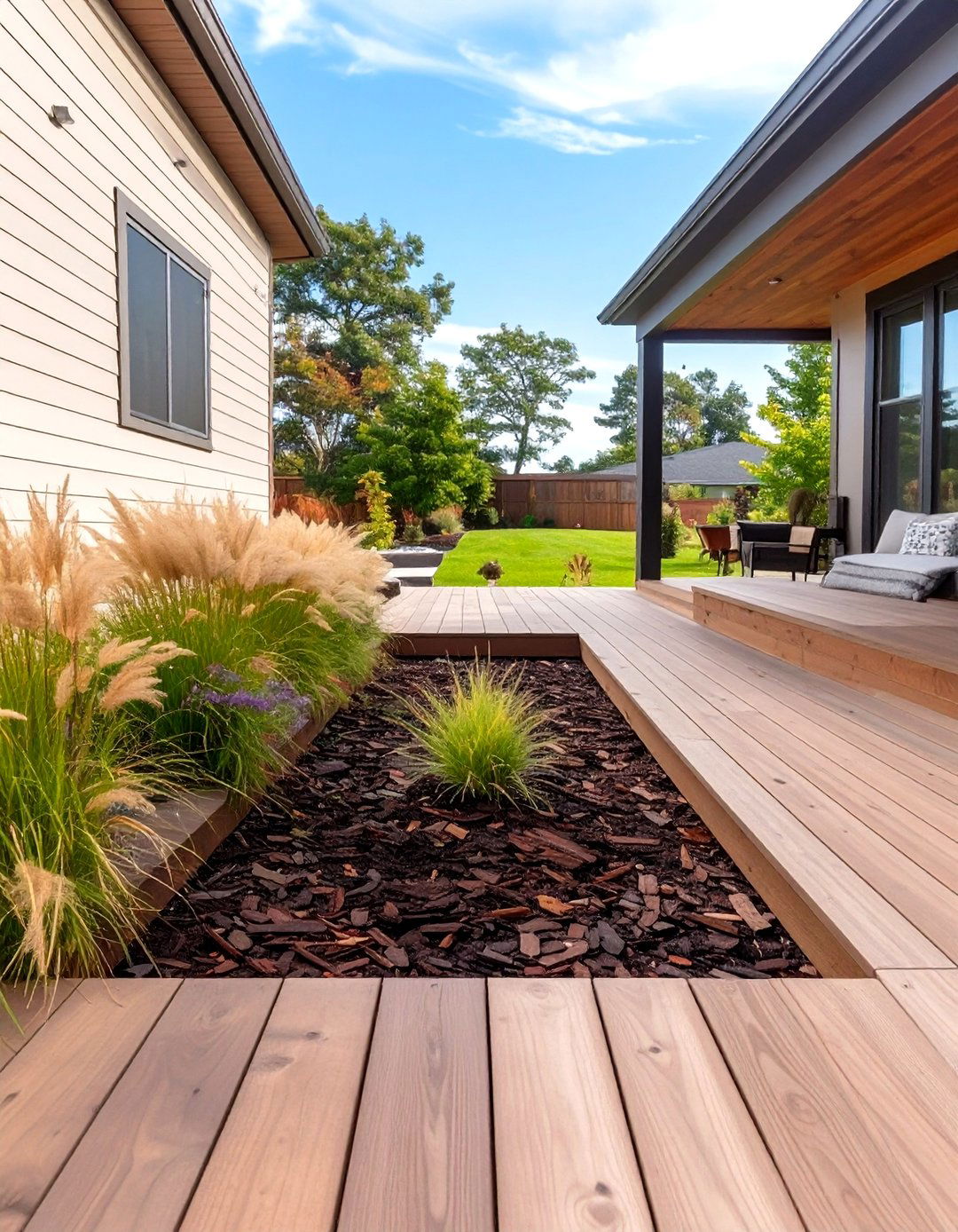 The Mulch and Decking Combo - 30 cheap deck ideas