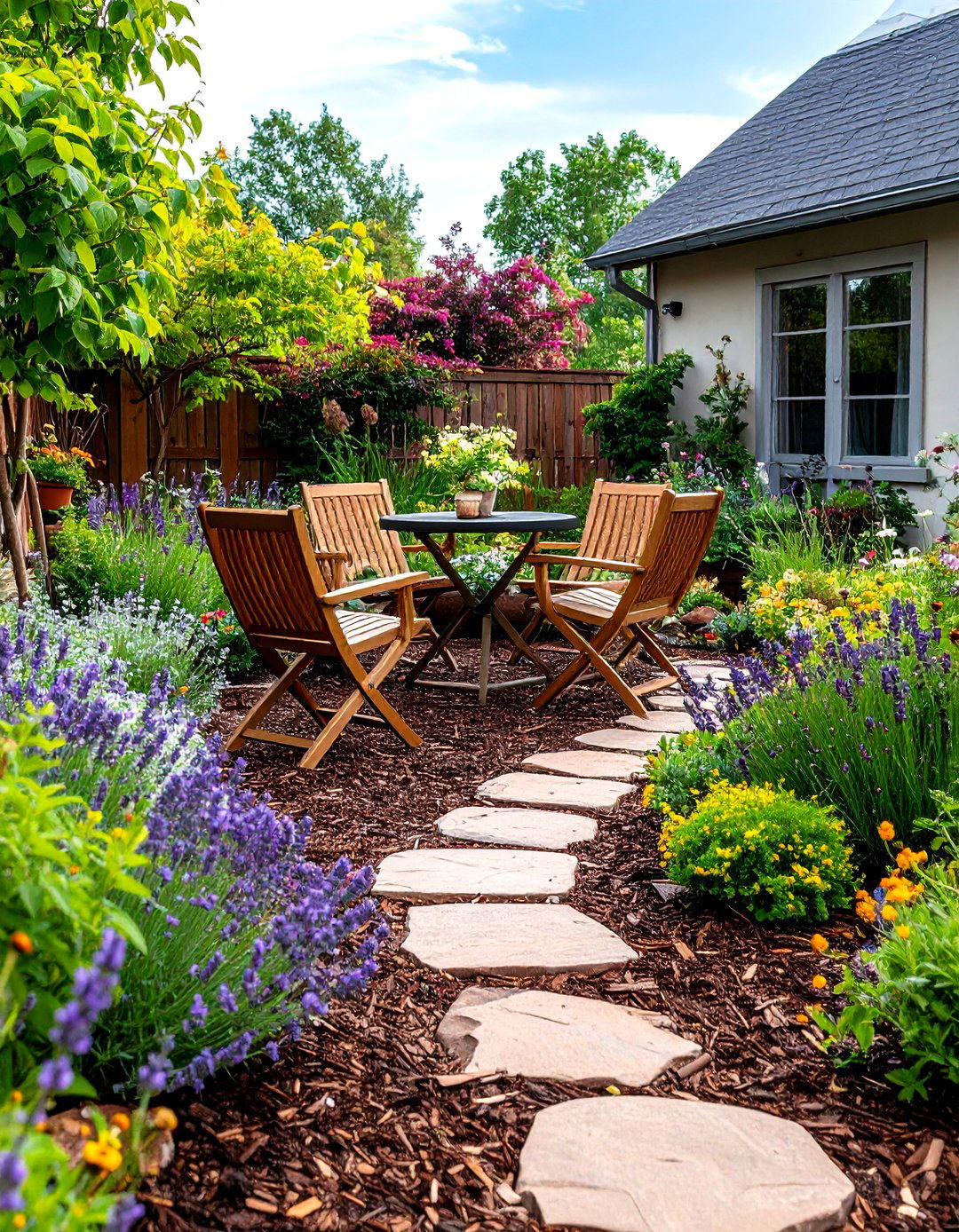 The Mulch and Pathway Garden Patio - 30 diy patio ideas on a budget