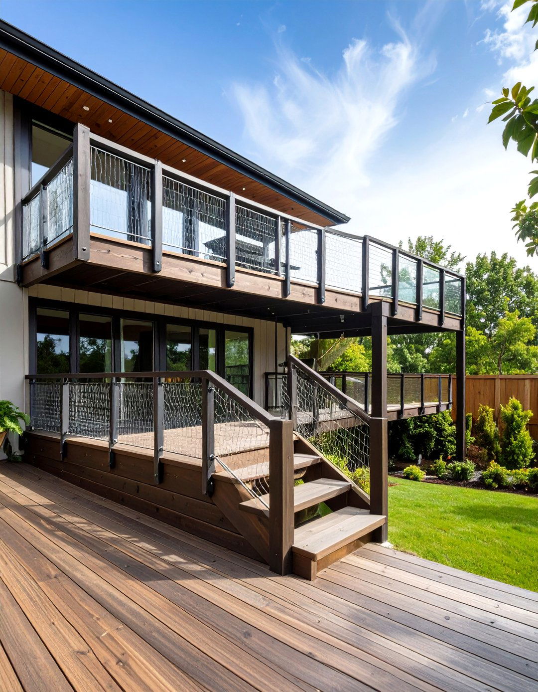 The Multi Level Deck Hog Wire Railing - 30 hog wire deck railing ideas