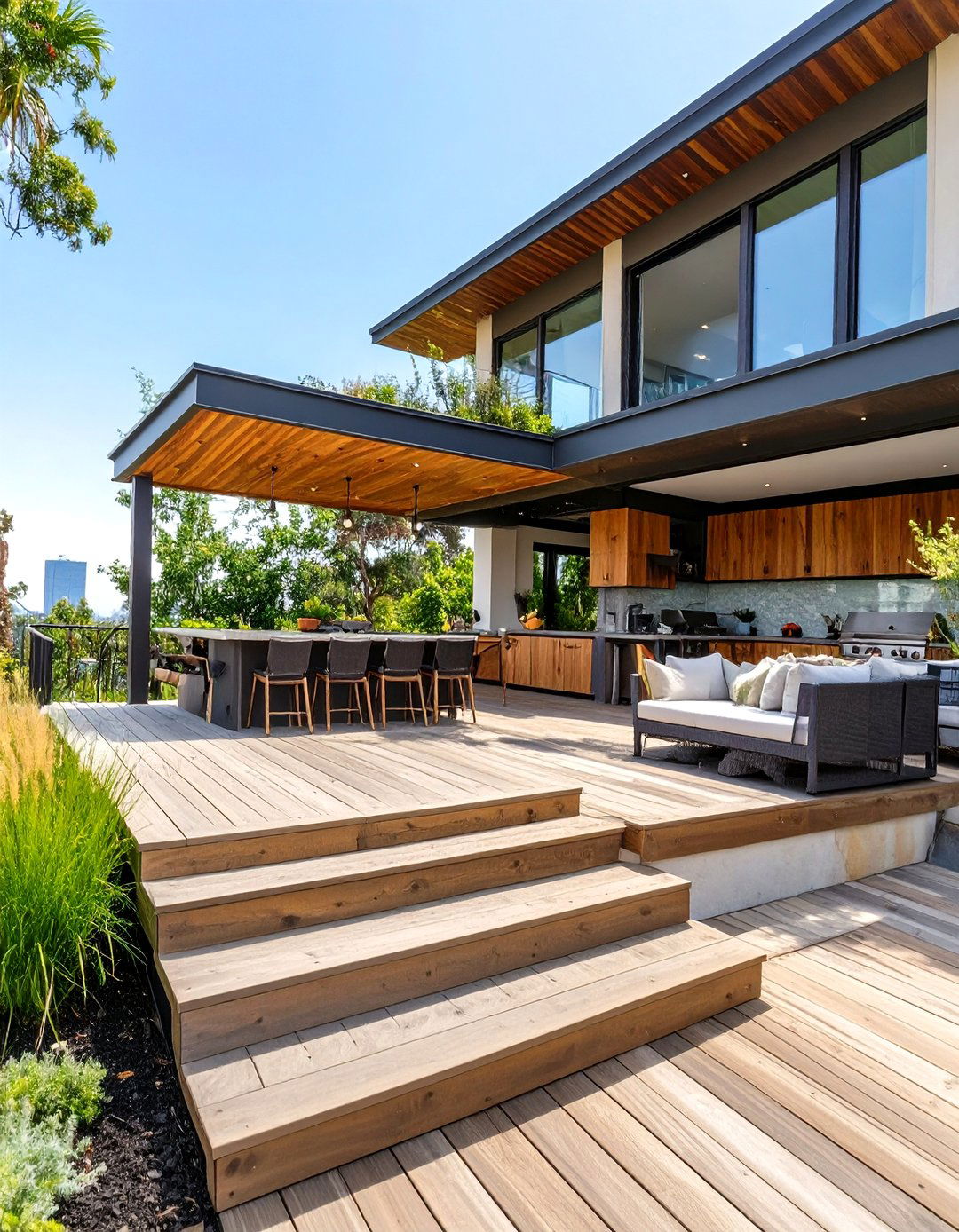 The Multi Level Deck and Kitchen Design