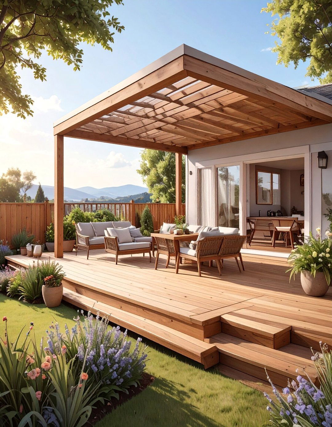 The Multi Level Deck with Varied Roofing - 30 deck ideas with roof