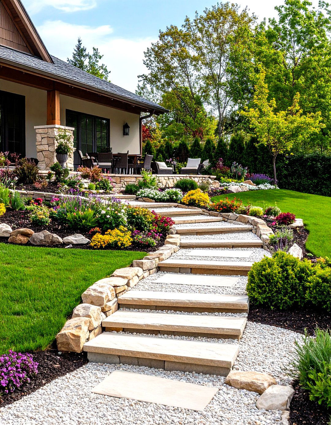 The Multi Level Gravel Terraces - 30 gravel backyard ideas