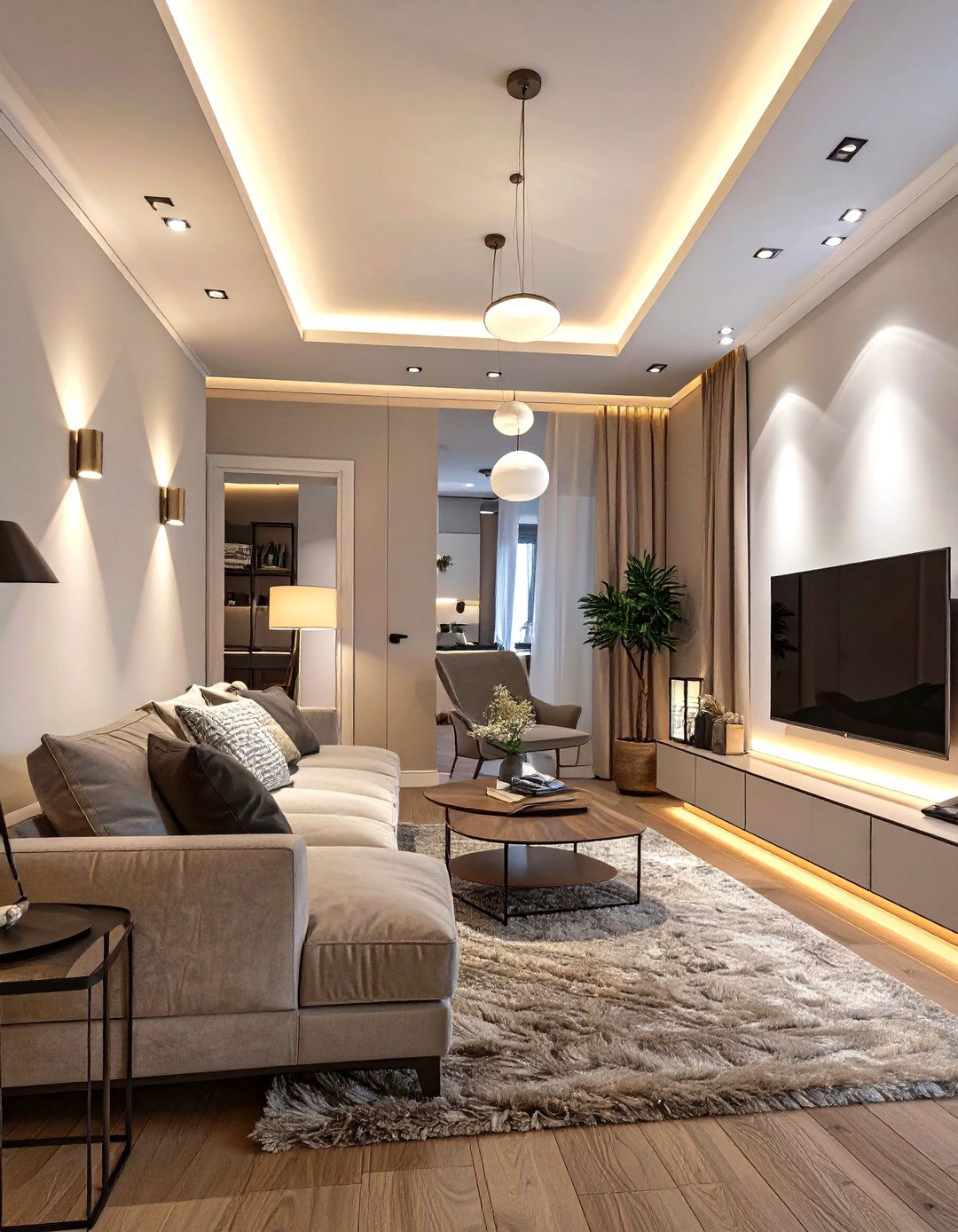 The Multi Level Lighting Plan - 30 narrow living room ideas with tv